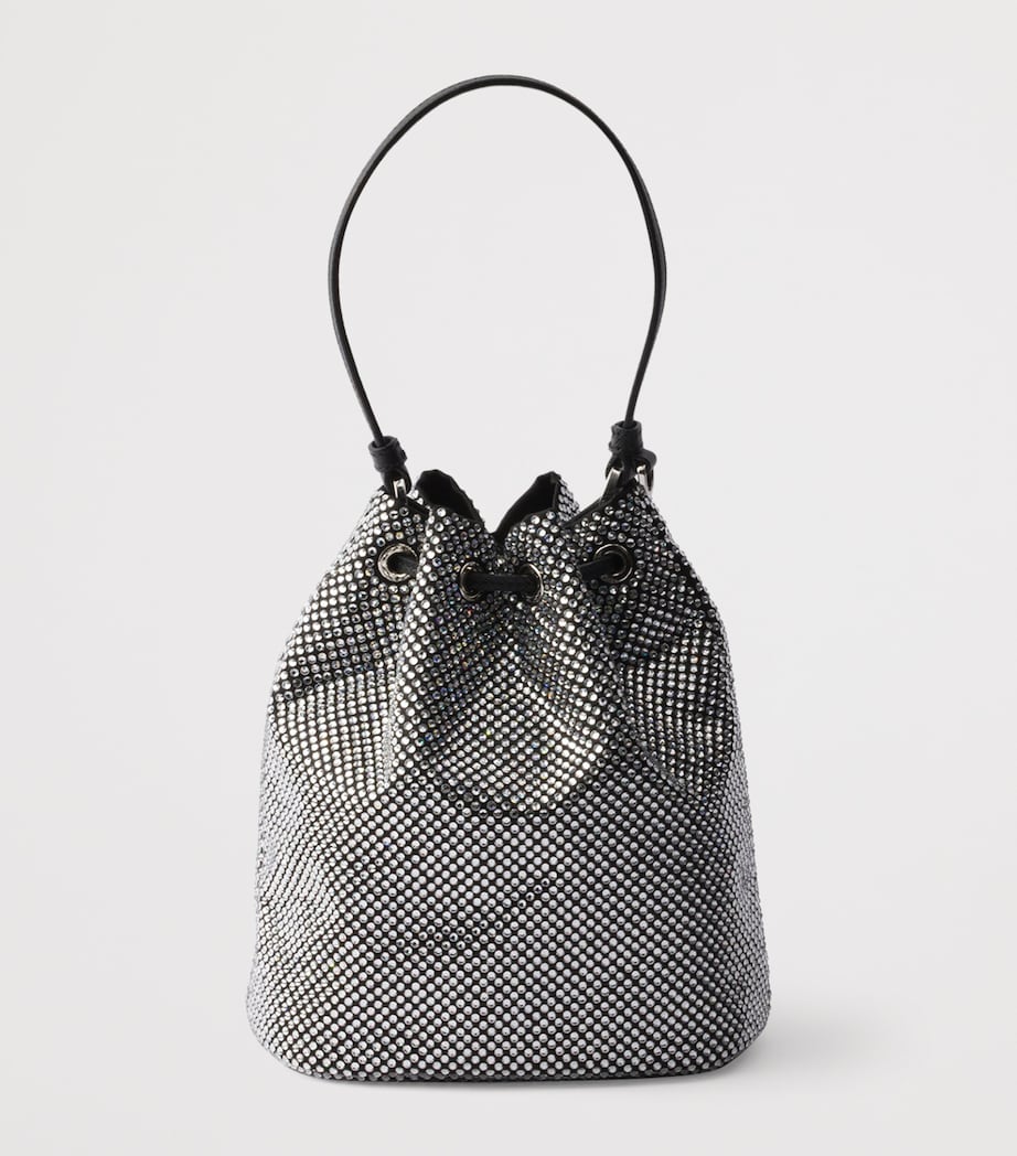 Mini Crystal-Embellished Bucket Bag F0T7O Image 3