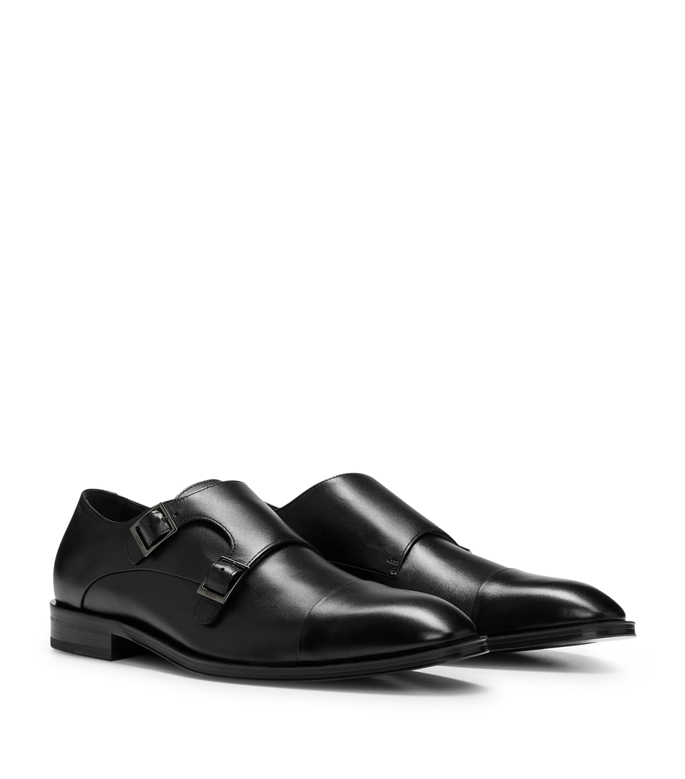 BOSS Black Leather Derek Monkstrap Shoes | Harrods US