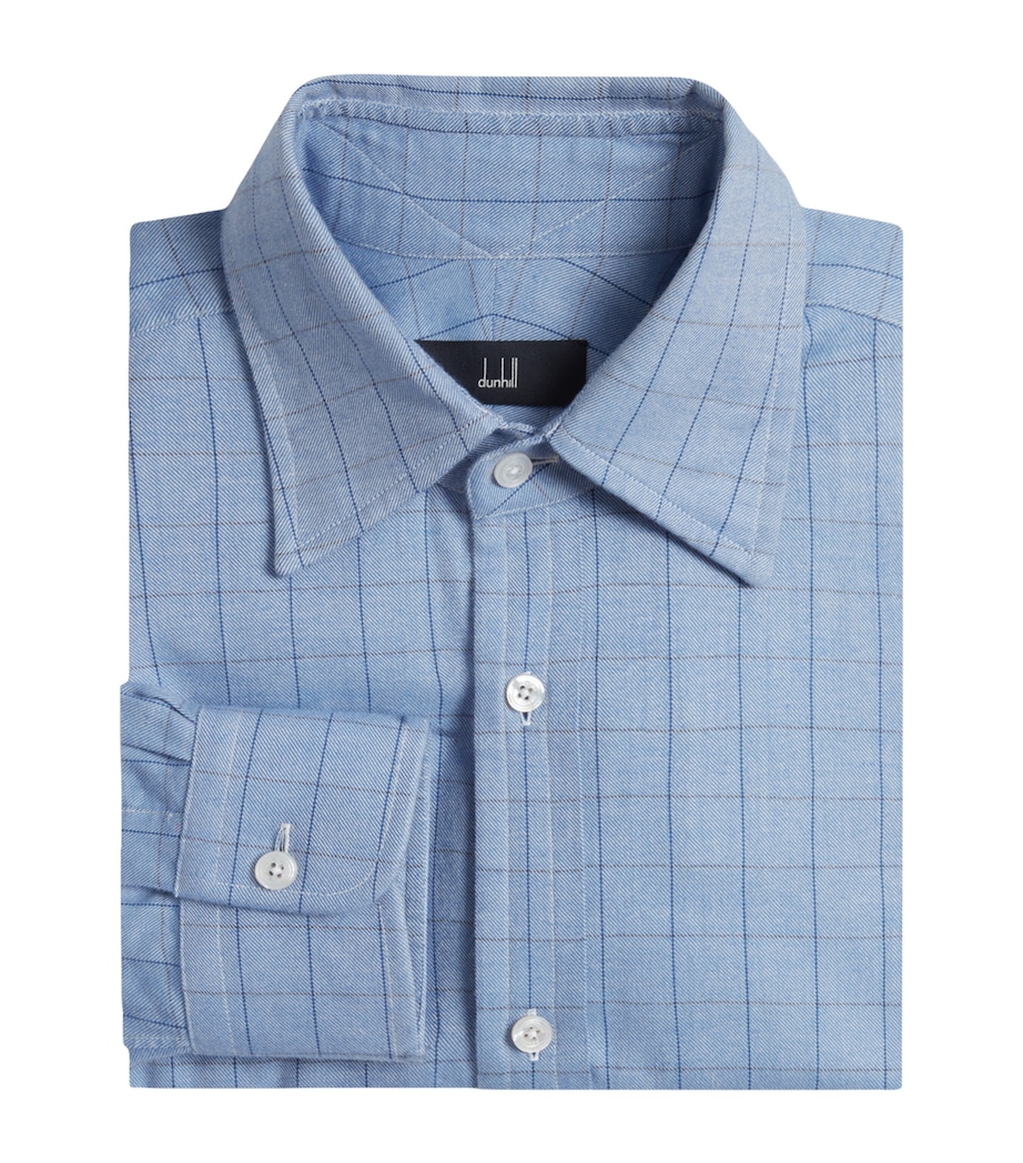 Cotton-Cashmere Tattersall Check Dress Shirt 472BLUE Image 1