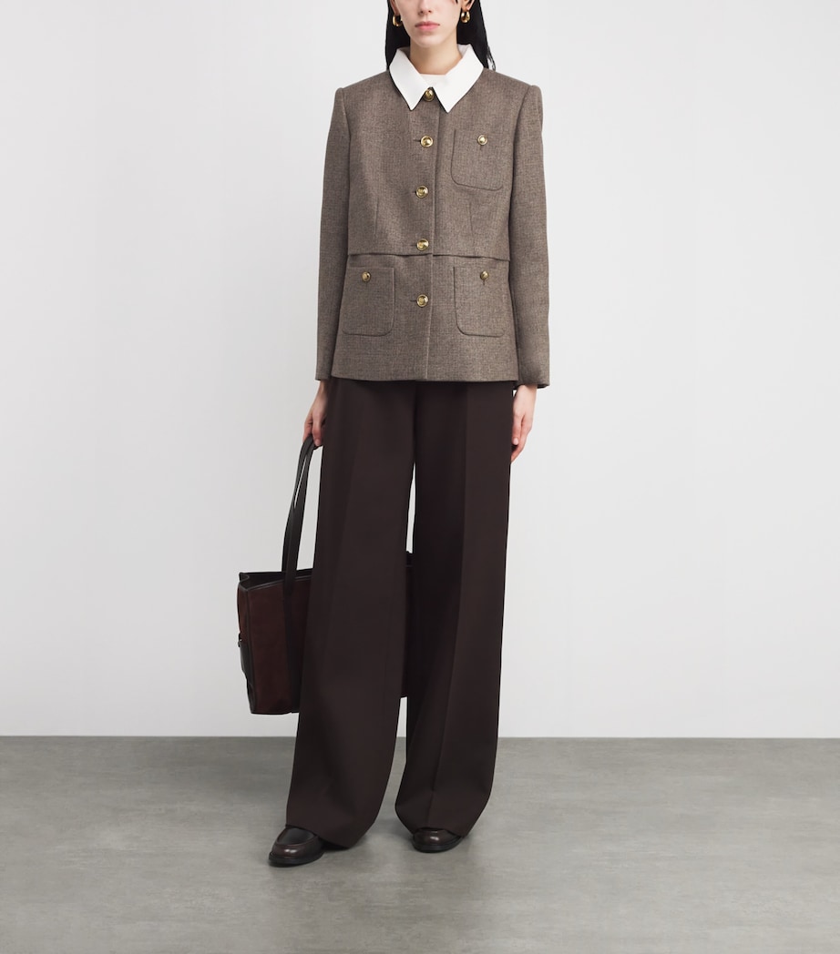 Wool-Blend Houndstooth Jacket BROWN Image 2
