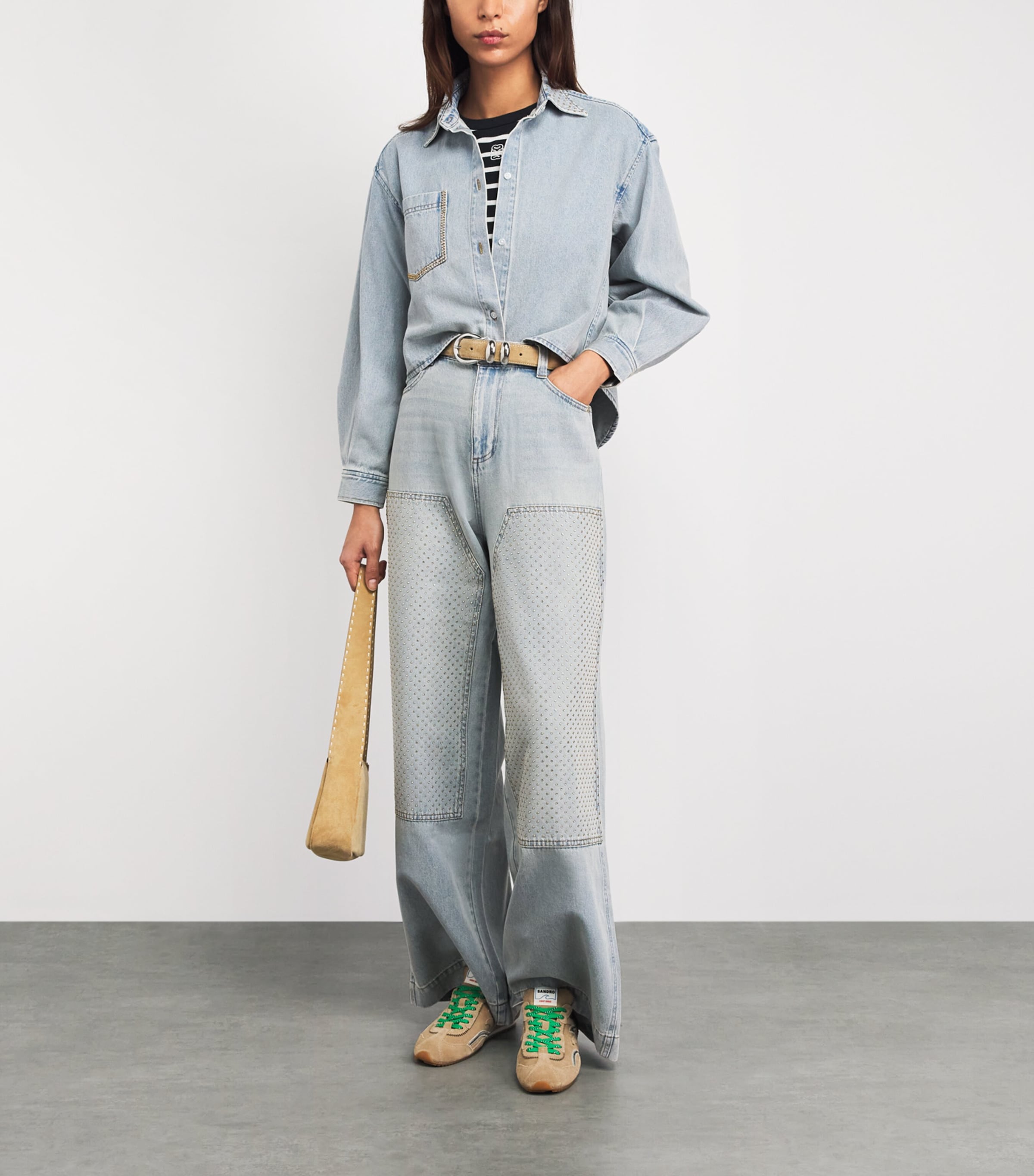 Sandro Paris Suede Light Wave Sneakers Beige Image 2