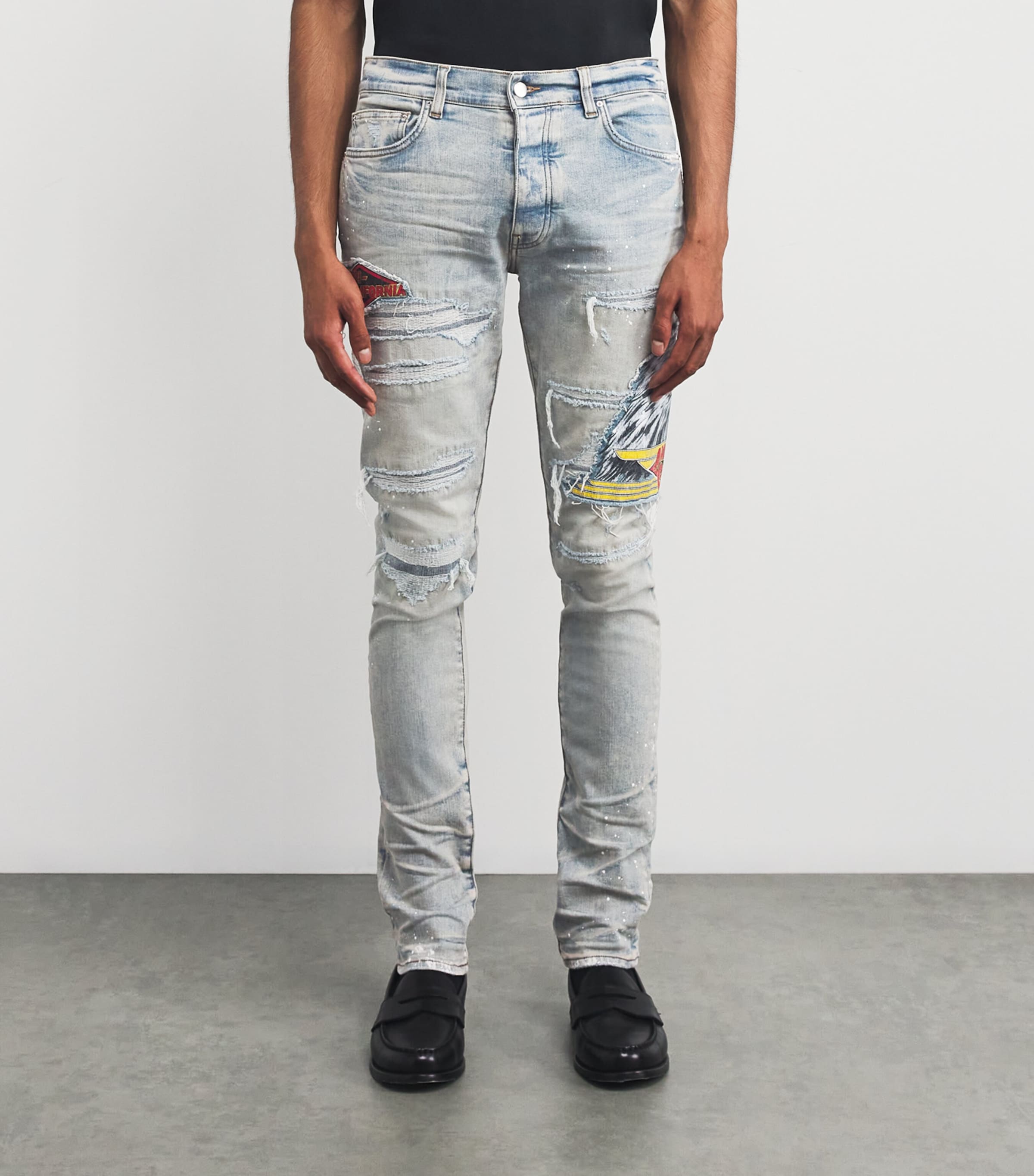 Distressed Cement Thrasher Skinny Jeans ANTIQUE INDIGO Image 3