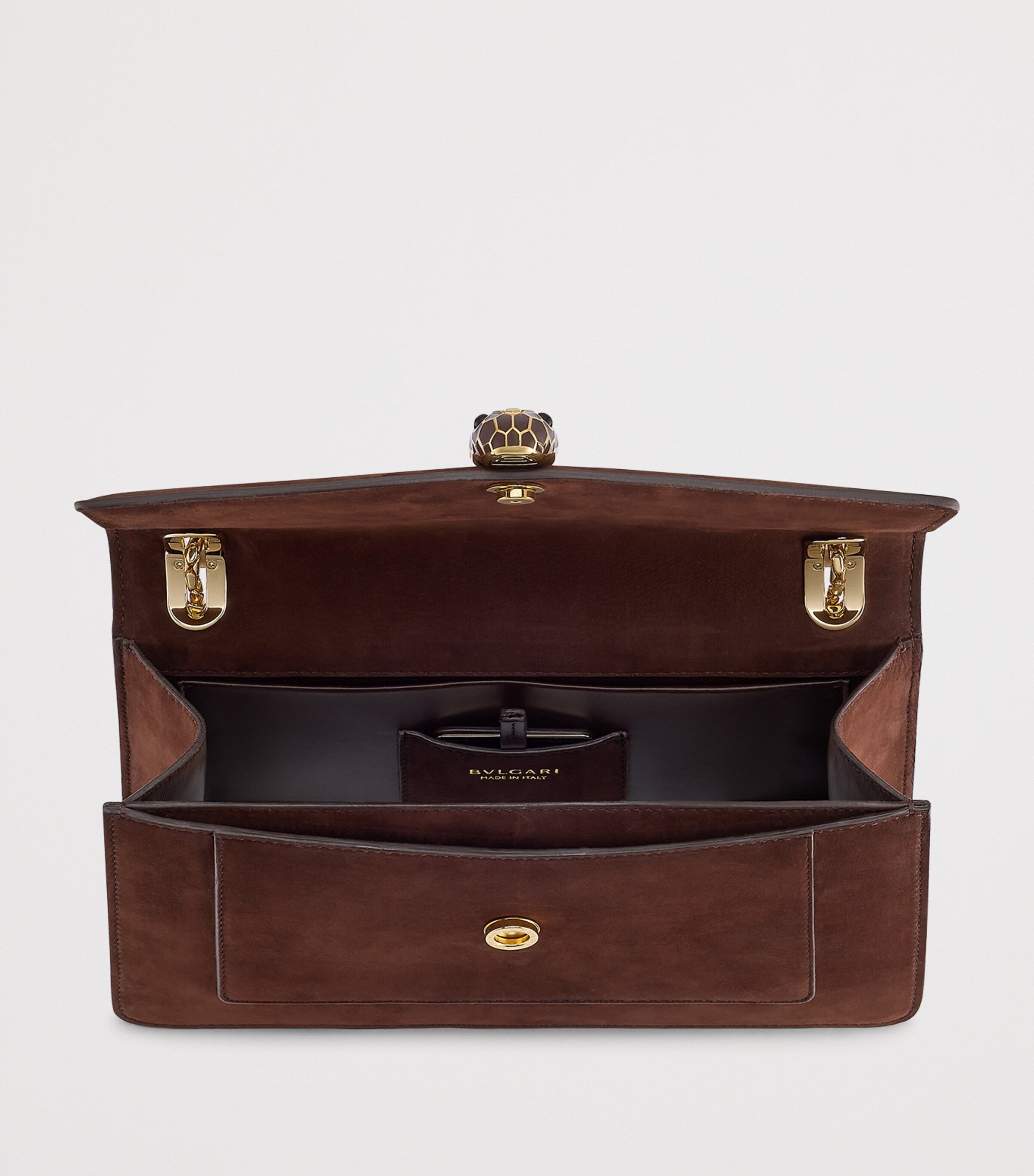 Bvlgari Brown Nubuck Leather Serpenti Forever Shoulder Bag