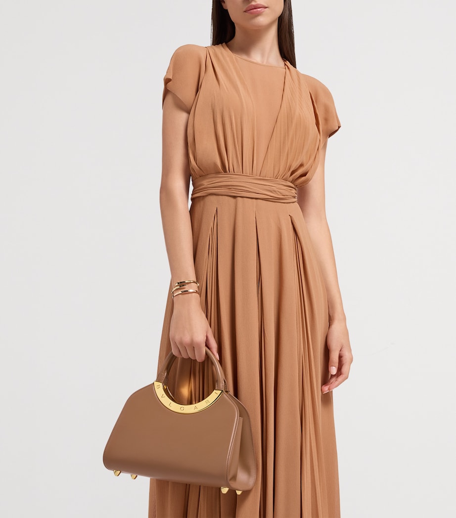 Medium Leather Roma Top-Handle Bag BROWN Image 3