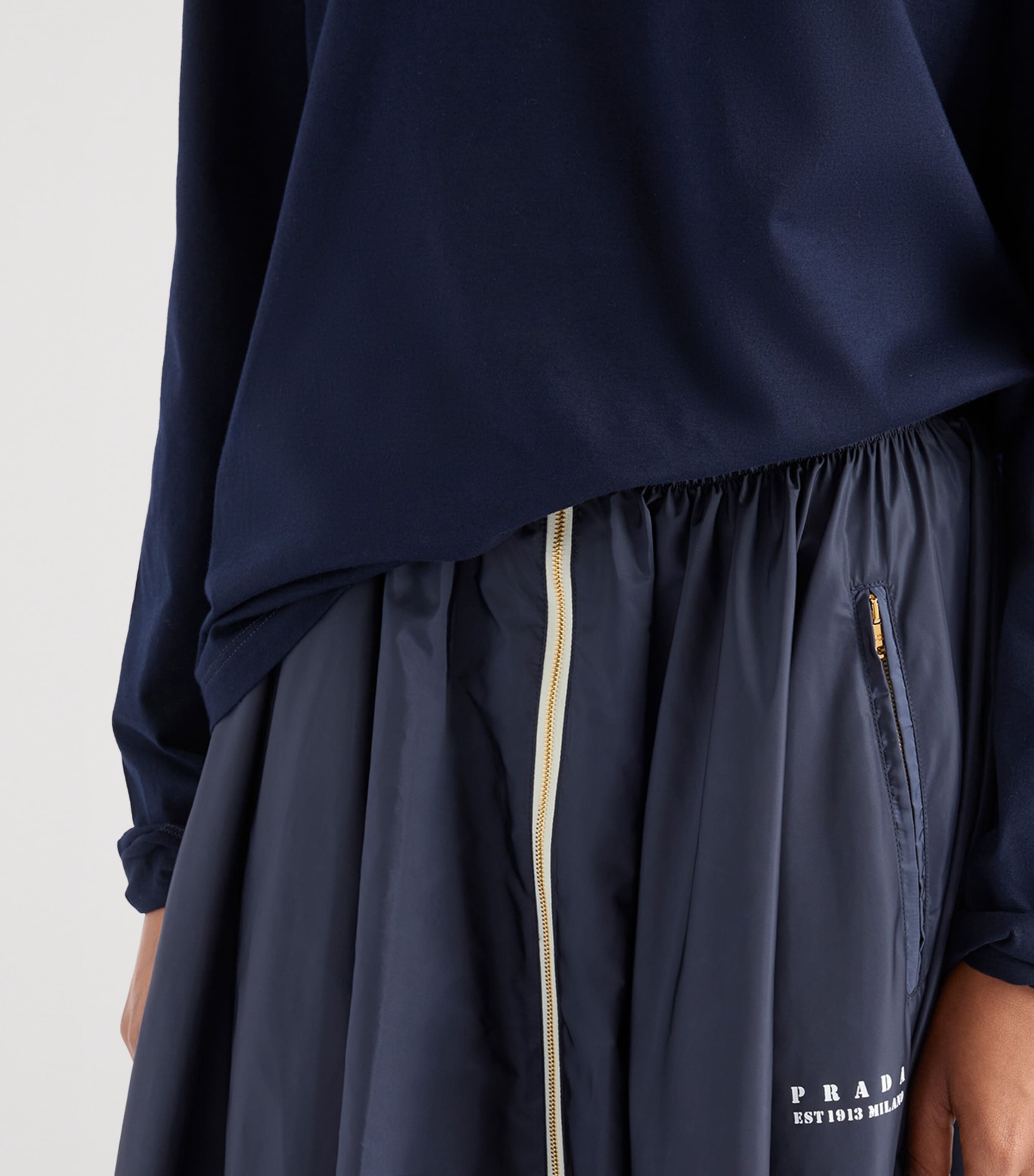 Re-Nylon Pleated Midi Skirt F0AA7 Image 3