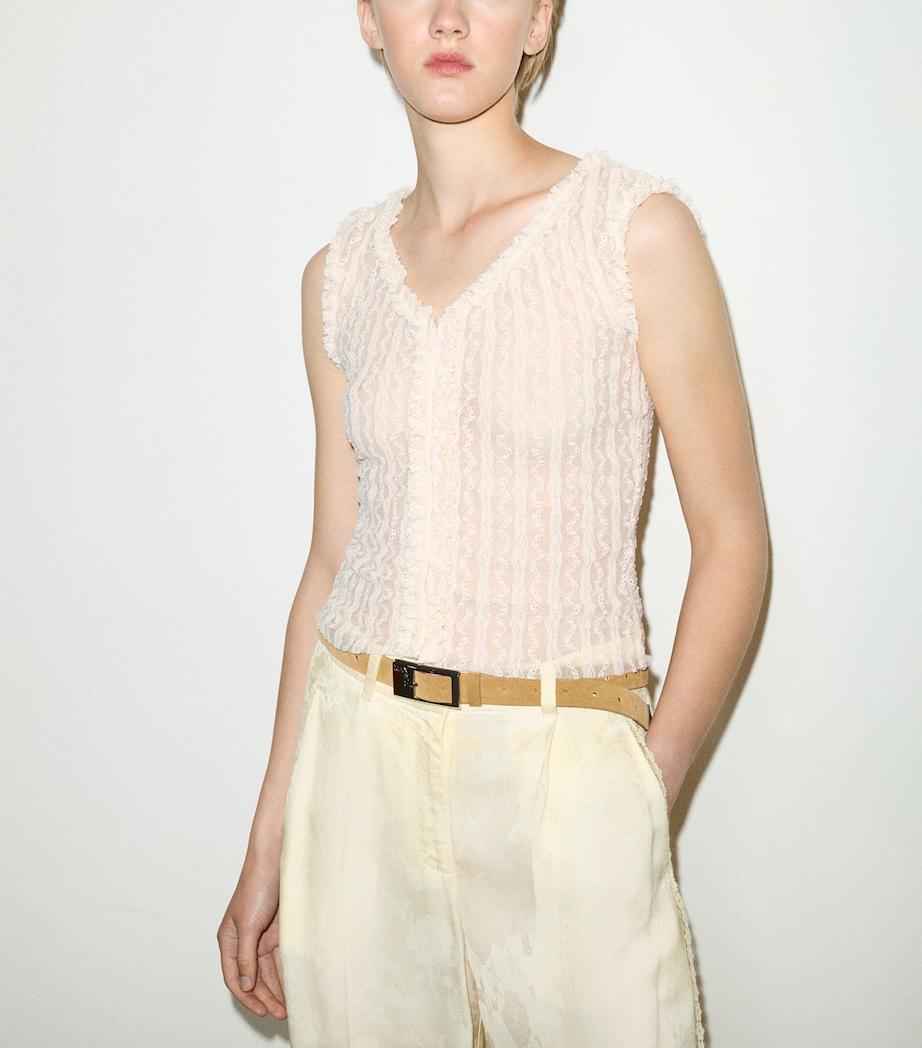 MAX&Co. Womens Lace Tank Top Ecru Image 3