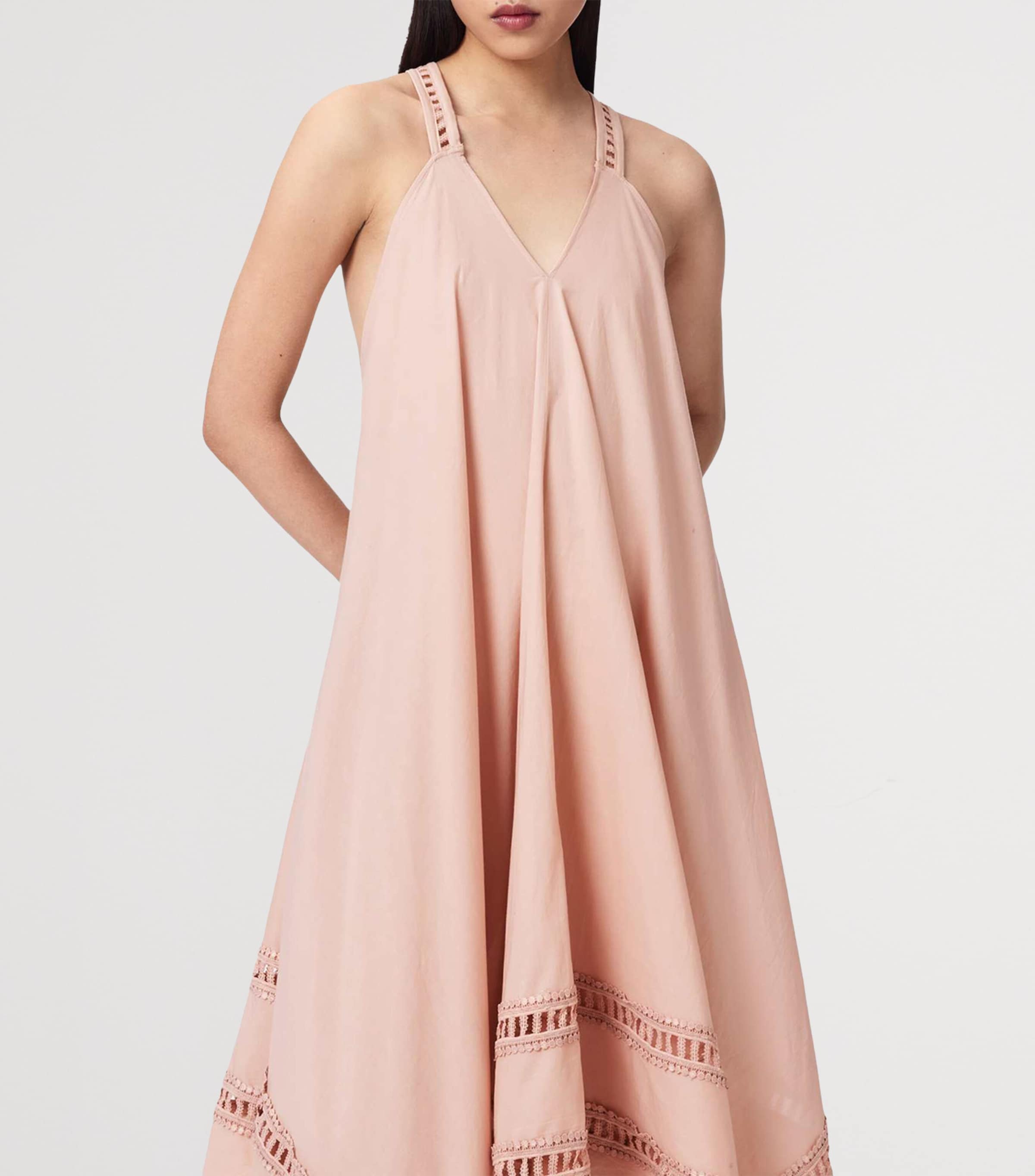 AllSaints Womens Organic Cotton Midi Dress Blush Pink Image 5