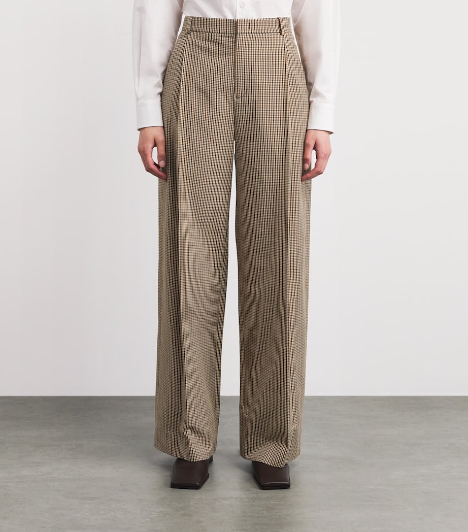 Vince Womens Cotton-Lyocell Check Camille Trousers Ltwhtstn Chck Image 4