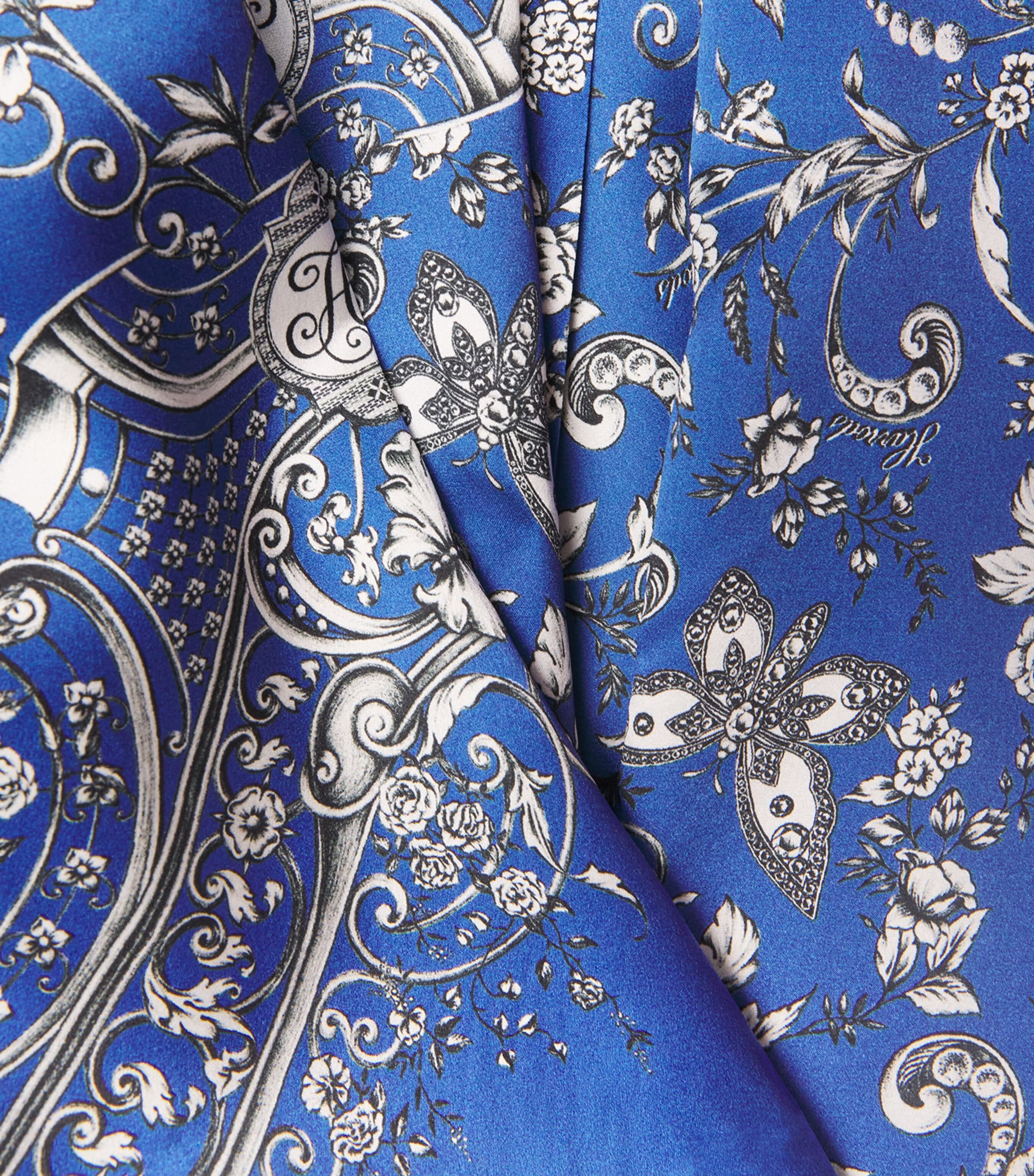 Harrods Womens Silk Butterfly Robe Blue Image 5