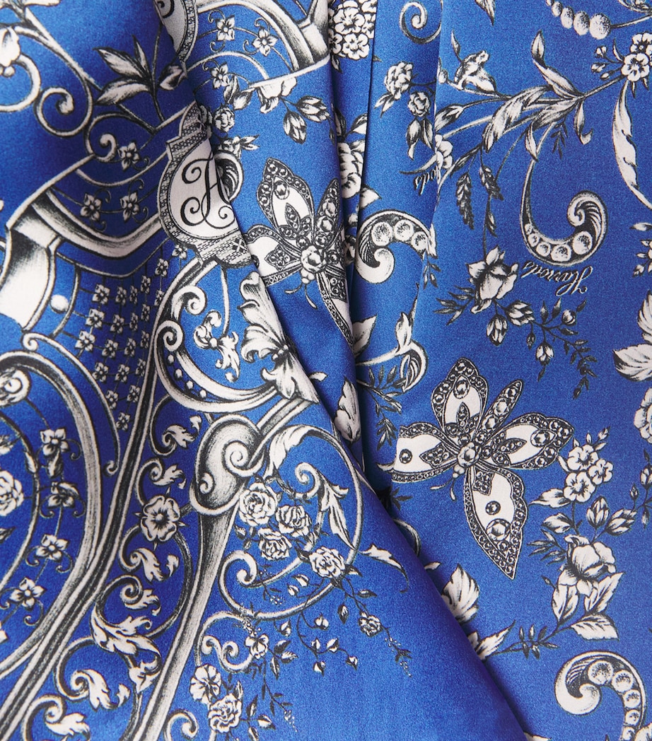 Harrods Womens Silk Butterfly Robe Blue Image 5