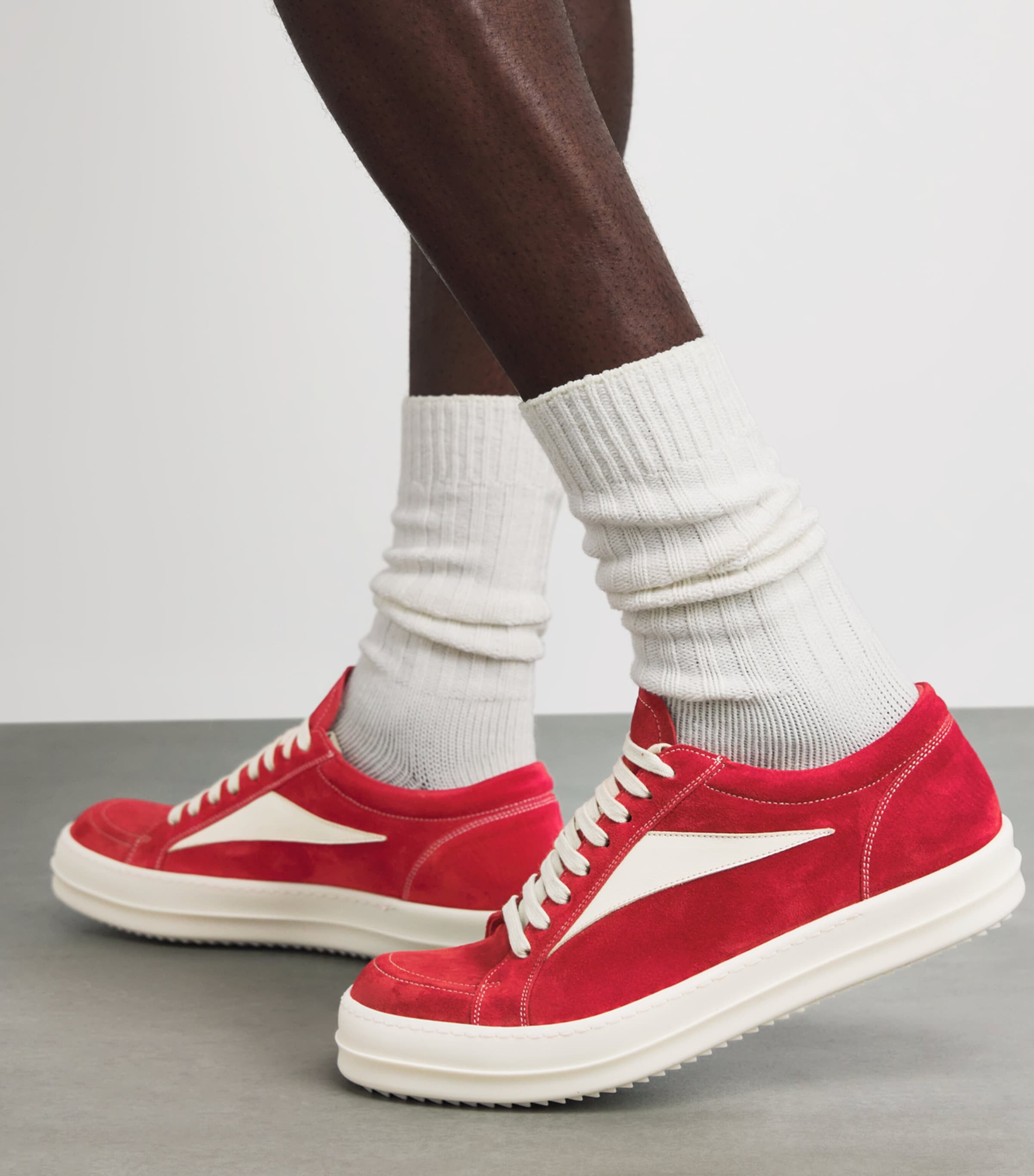 Rick Owens Tumbled Lambskin Vintage Sneakers Crnln/milk/milk Image 2