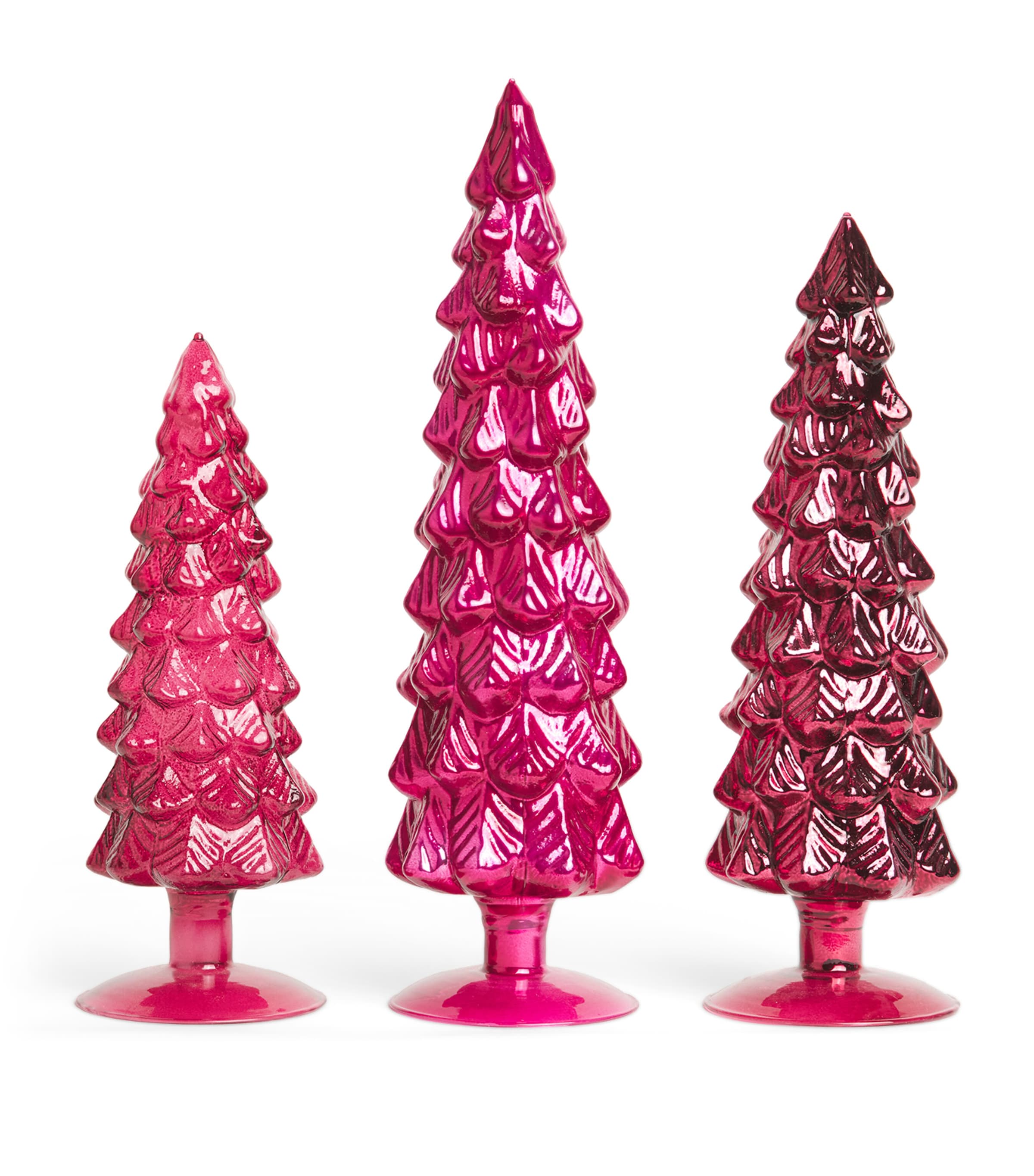 Harrods Set Of 3 Glass Christmas Trees In Pink