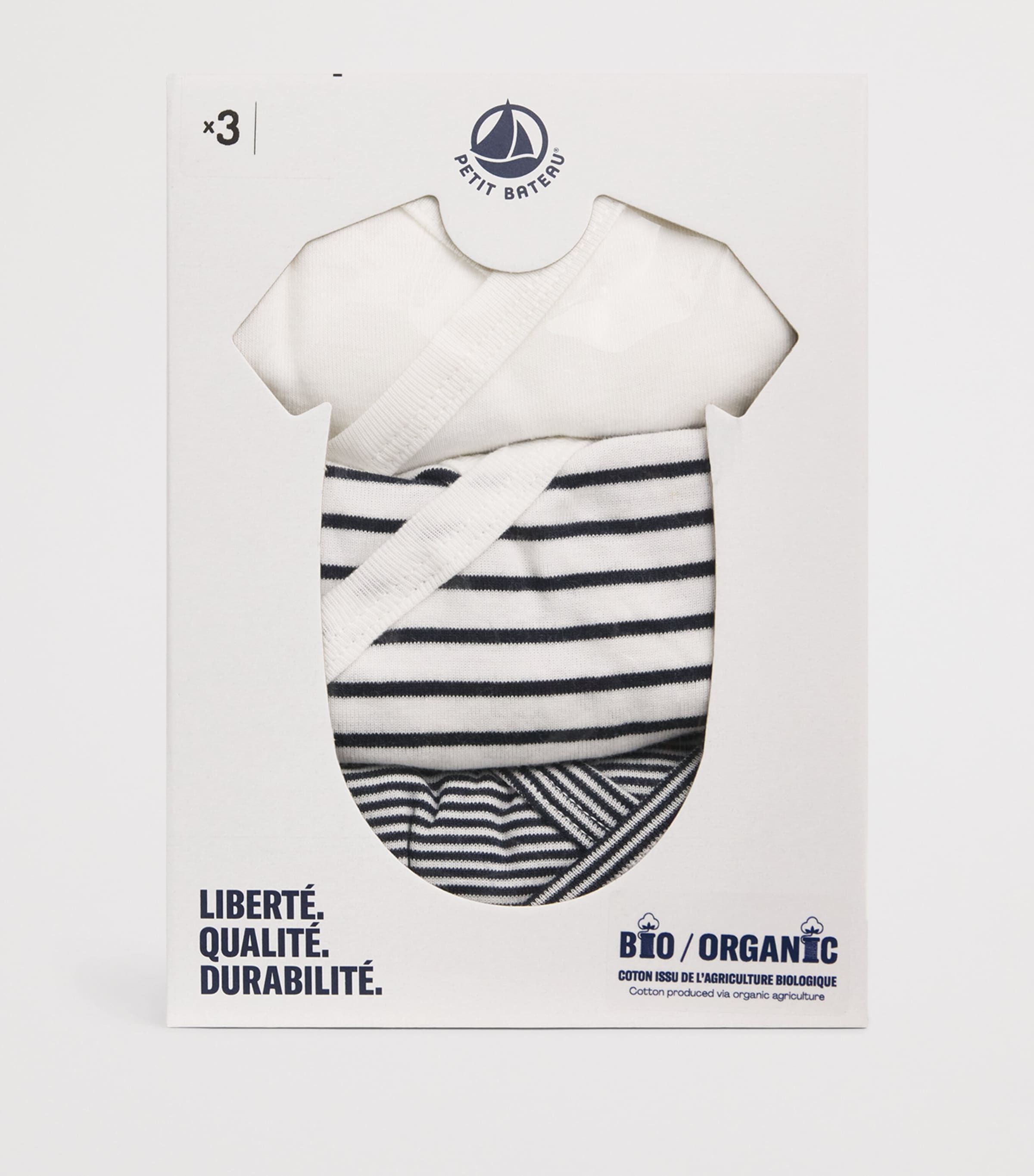 Petit Bateau Set of 3 Cotton Bodysuits (Newborn - 12 Months) Image 3