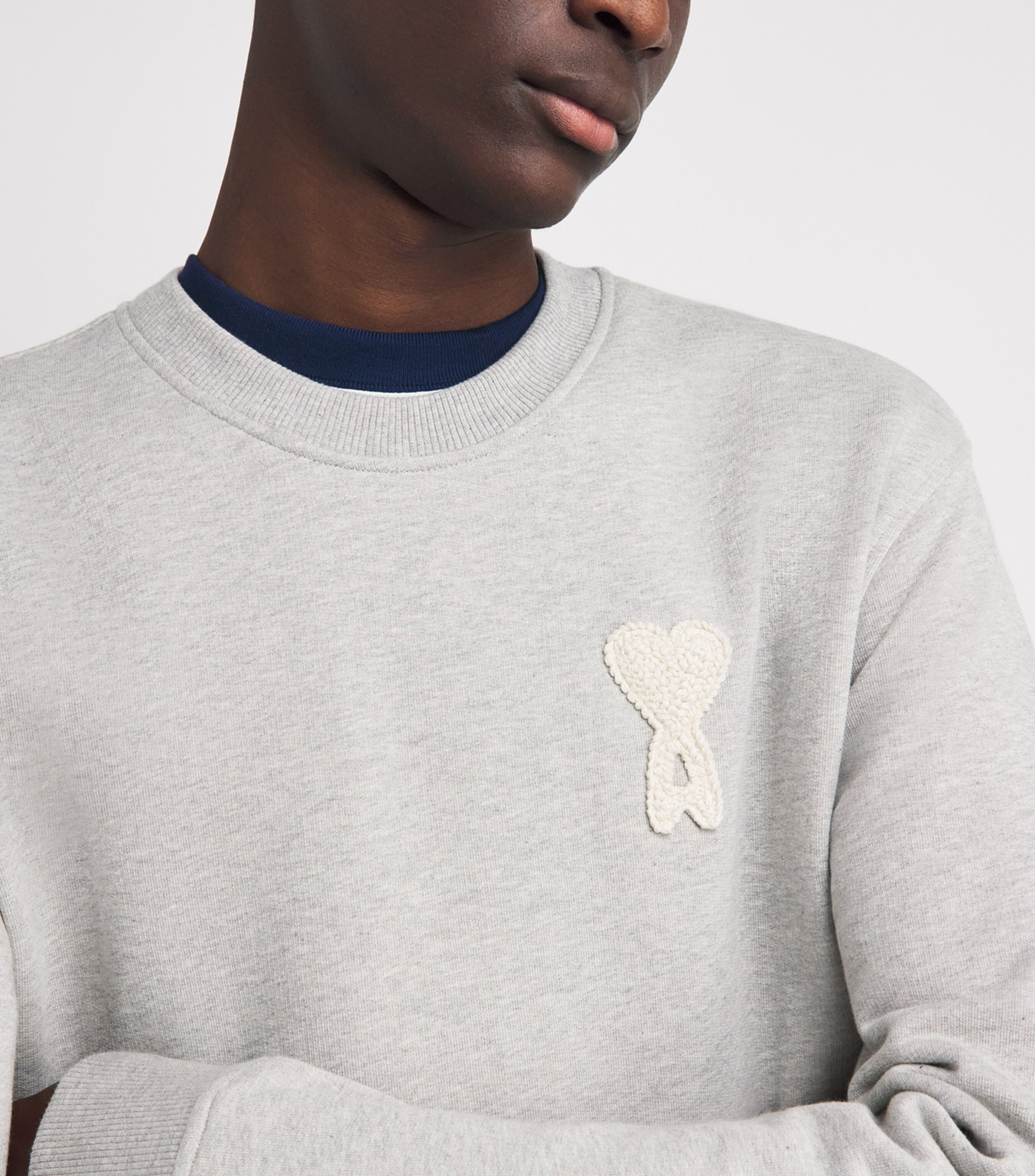 AMI Paris Blue Cotton Crochet Logo Sweatshirt | Harrods US