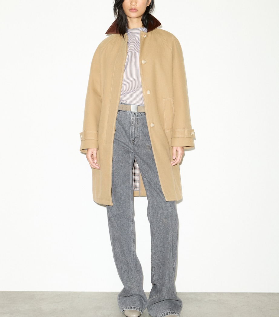 MAX&Co. Womens Contrast-Collar Raincoat Camel Image 7