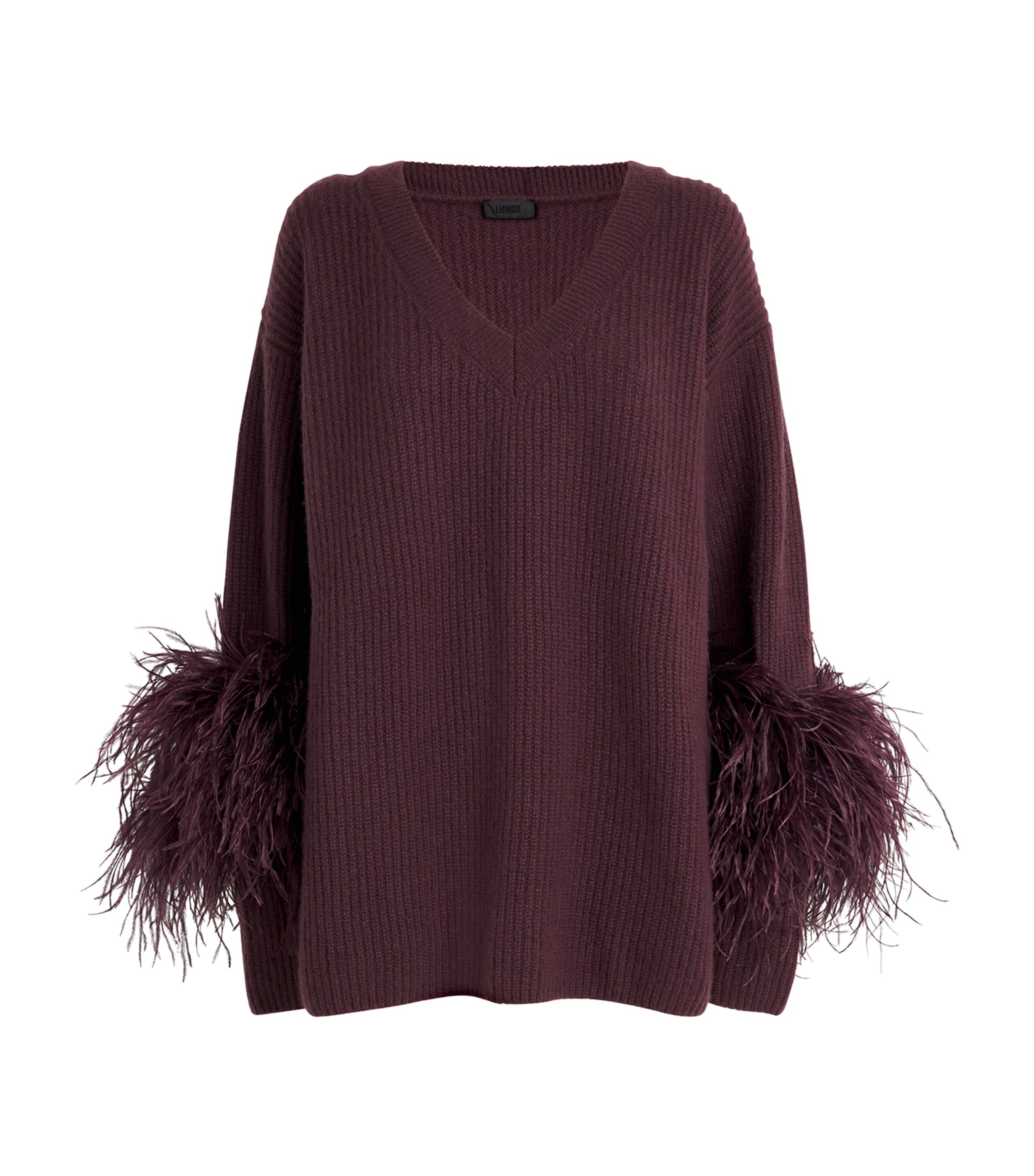 Lapointe V-neck Cashmere Sweater With Feathers In Purple