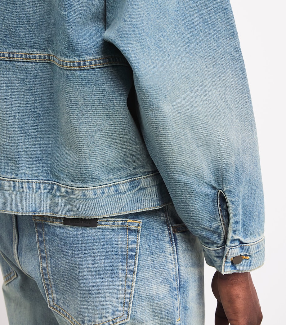 FEAR OF GOD ESSENTIALS Mens Denim Zip-Up Jacket Vintage Blue Image 6