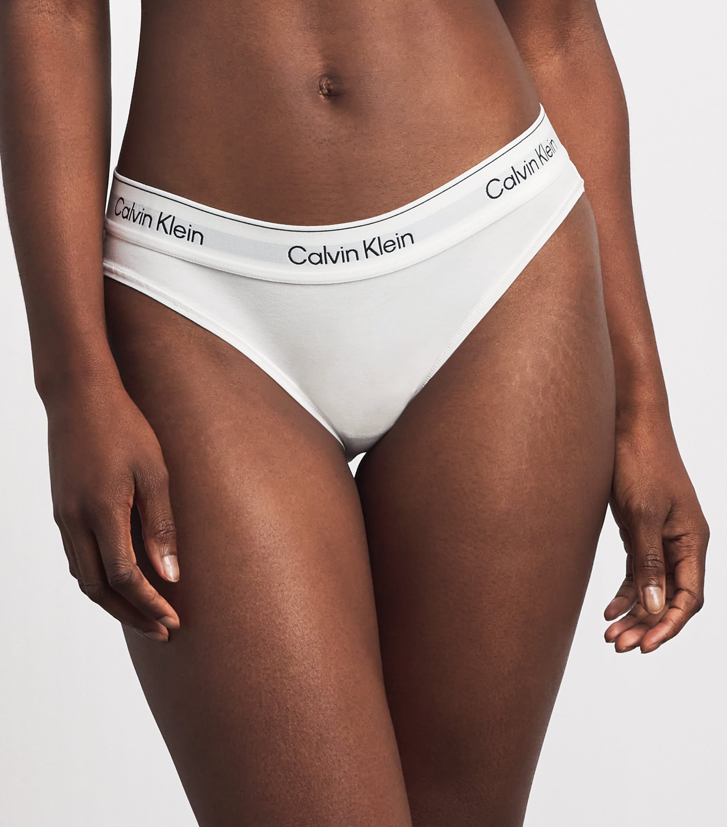 Calvin Klein Womens Cotton-Modal Icon Bikini Briefs White Image 2