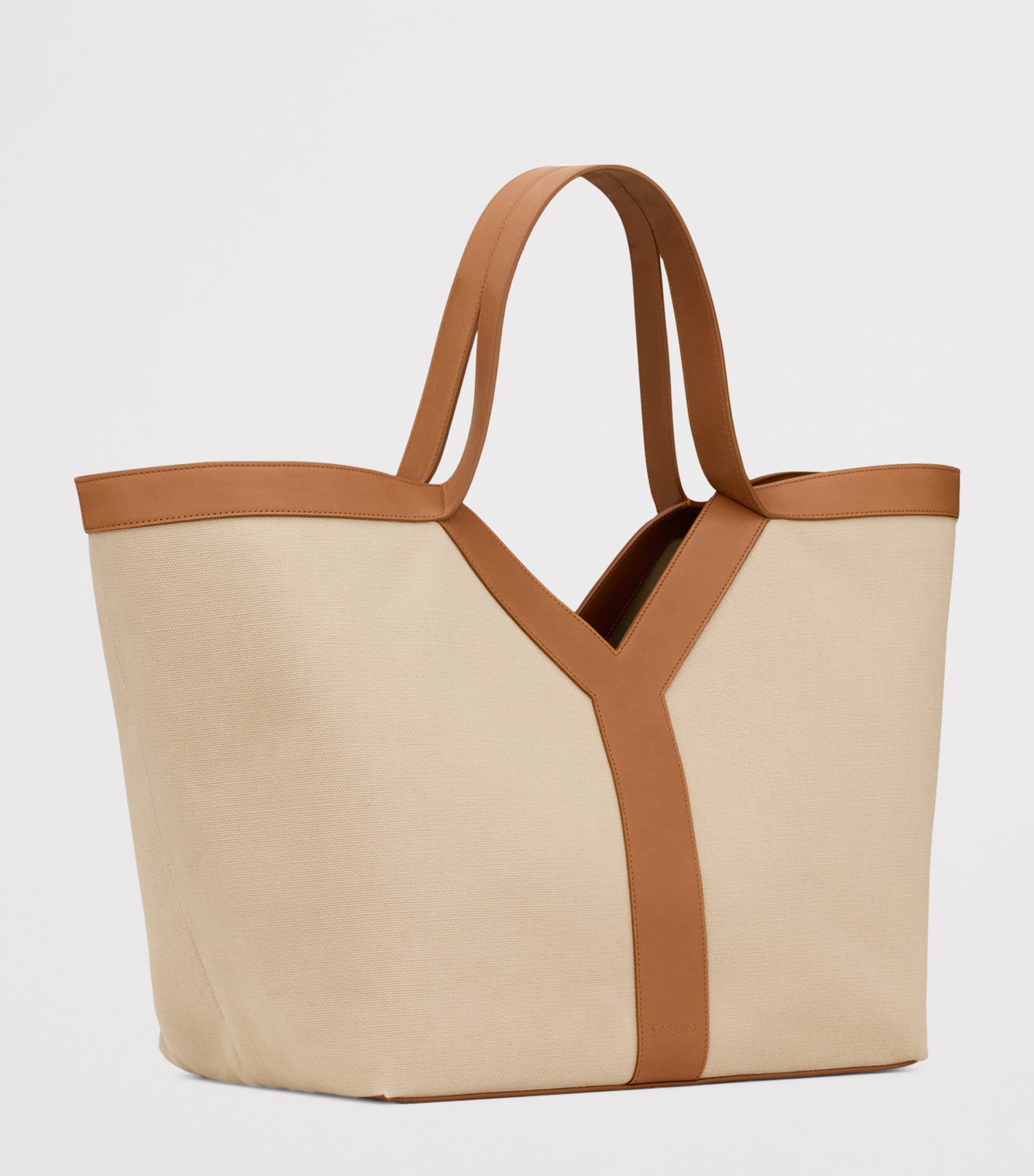 Canvas Leather-Trim Y Tote Bag 9856 Image 4