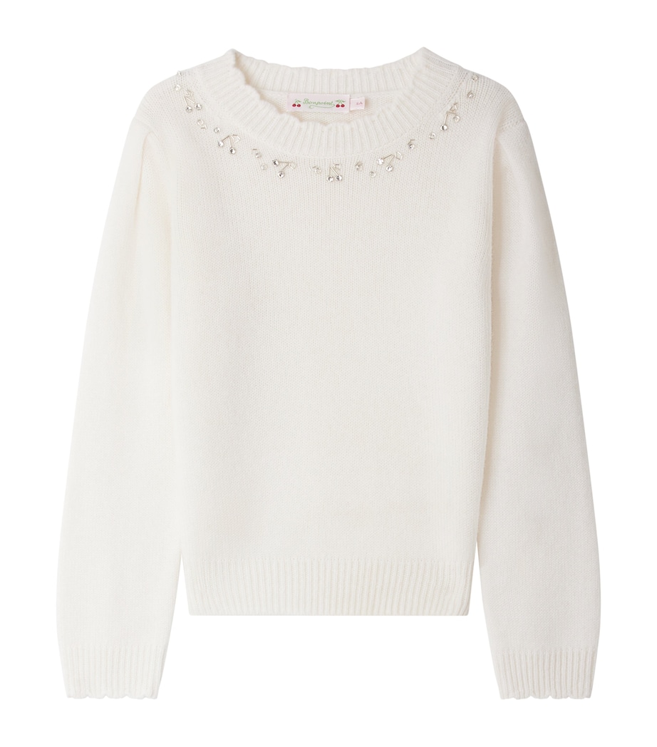 Cashmere Embellished Sweater (10-14 Years) UPB BLANC LAIT Image 1
