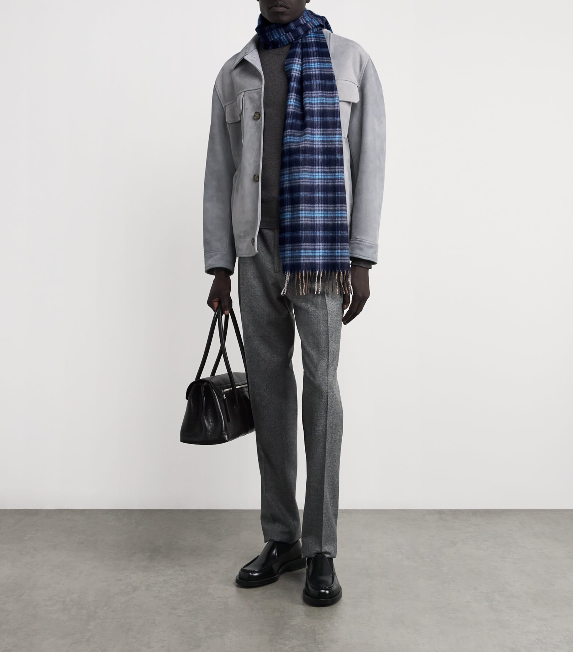 Cashmere Tartan Scarf NAVY Image 2