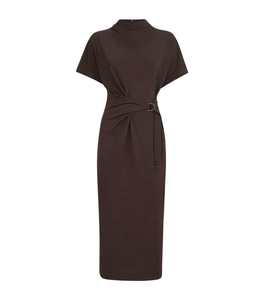 Brunello Cucinelli Womens Wool-Blend Belted Midi Dress Image 1