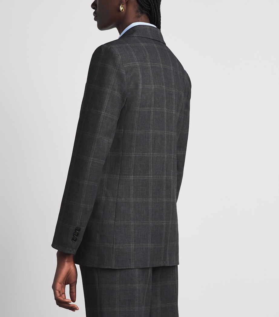 Sandro Paris Womens Check Single-Breasted Blazer Grey Image 5