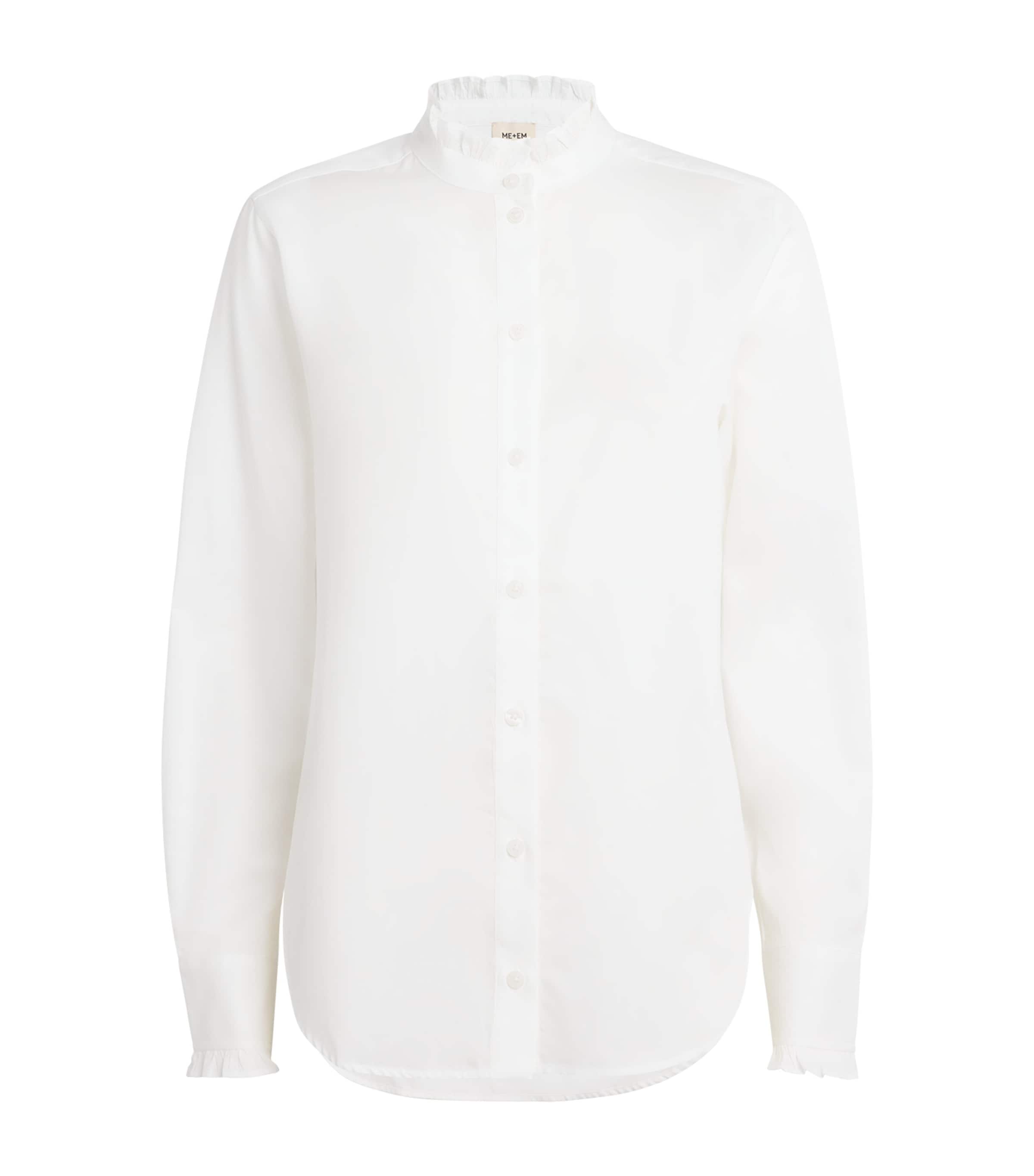 ME+EM Womens Cotton-Blend Impossibly Soft Shirt Soft White Image 1