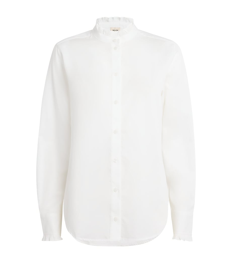 ME+EM Womens Cotton-Blend Impossibly Soft Shirt Soft White Image 1
