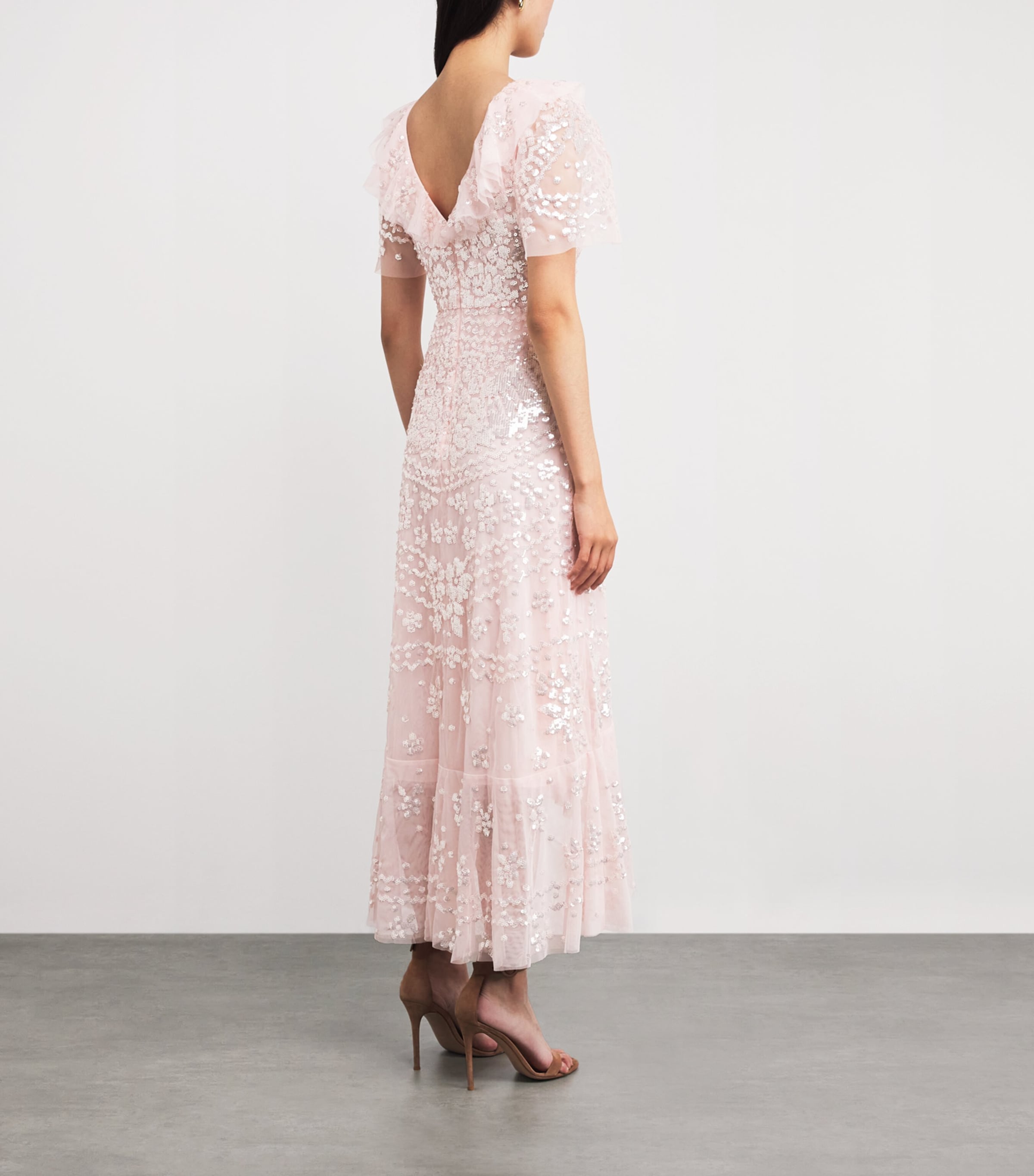 Anais Sequin Frill Gown SEASHELL Image 3