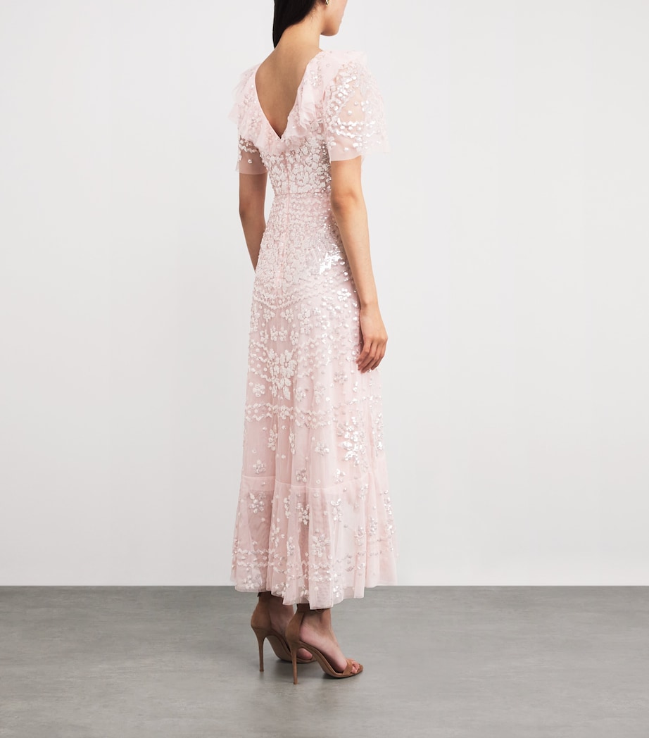 Anais Sequin Frill Gown SEASHELL Image 3