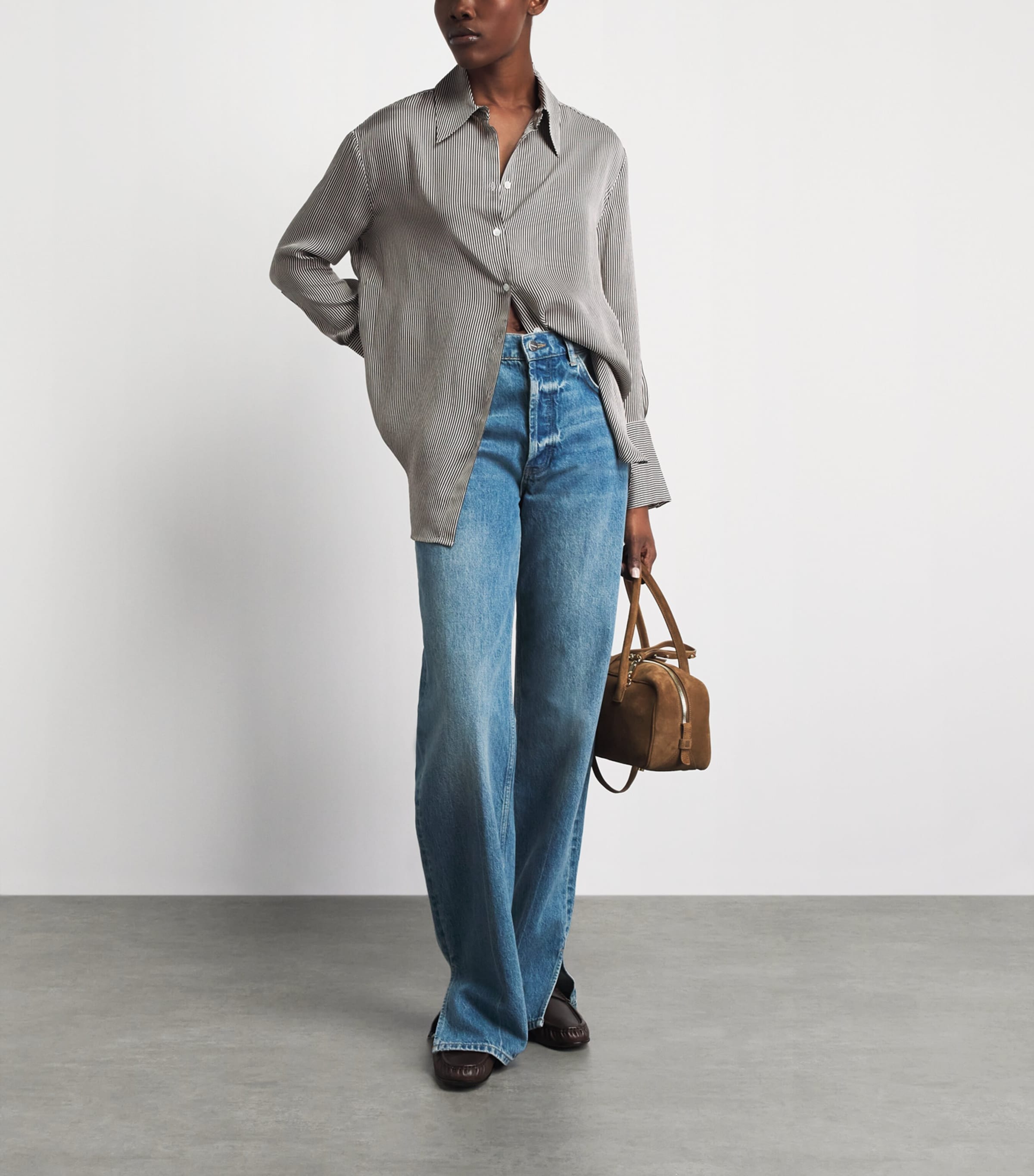 ANINE BING Womens Oversized Stripe Bridget Shirt White / Black Image 2