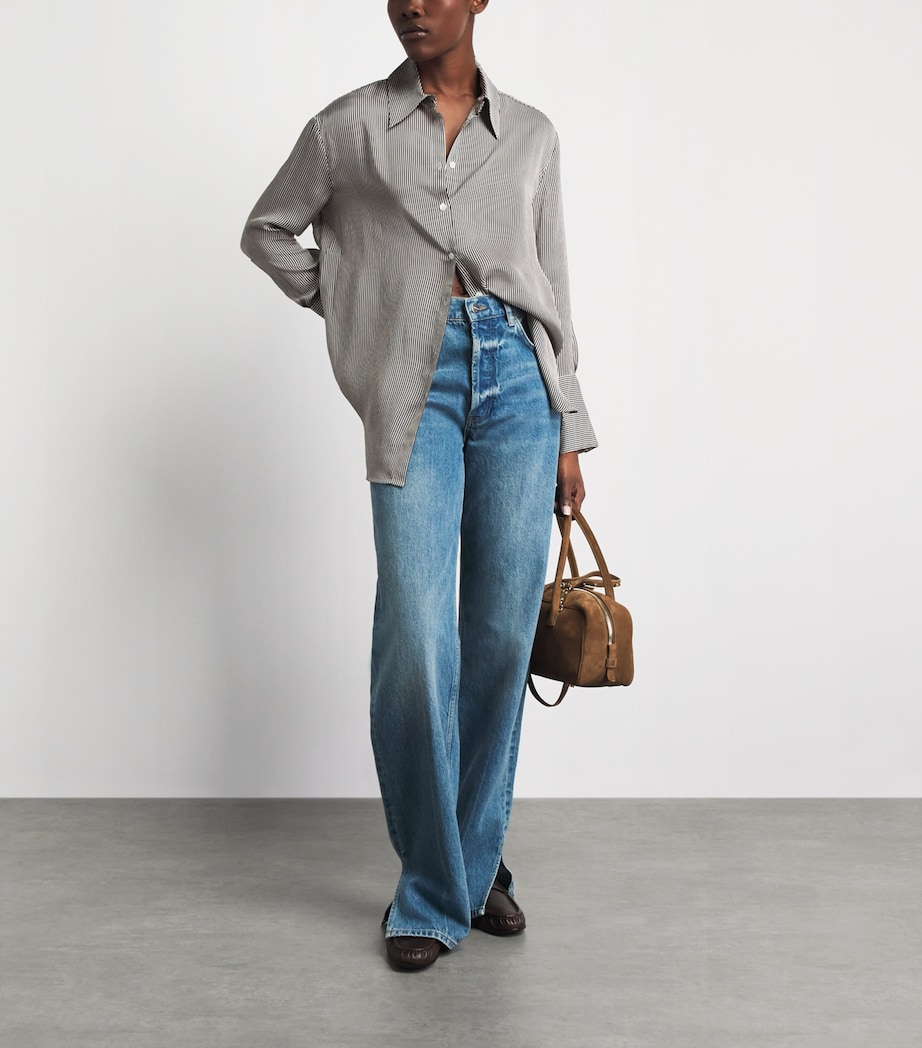 ANINE BING Womens Oversized Stripe Bridget Shirt White / Black Image 2