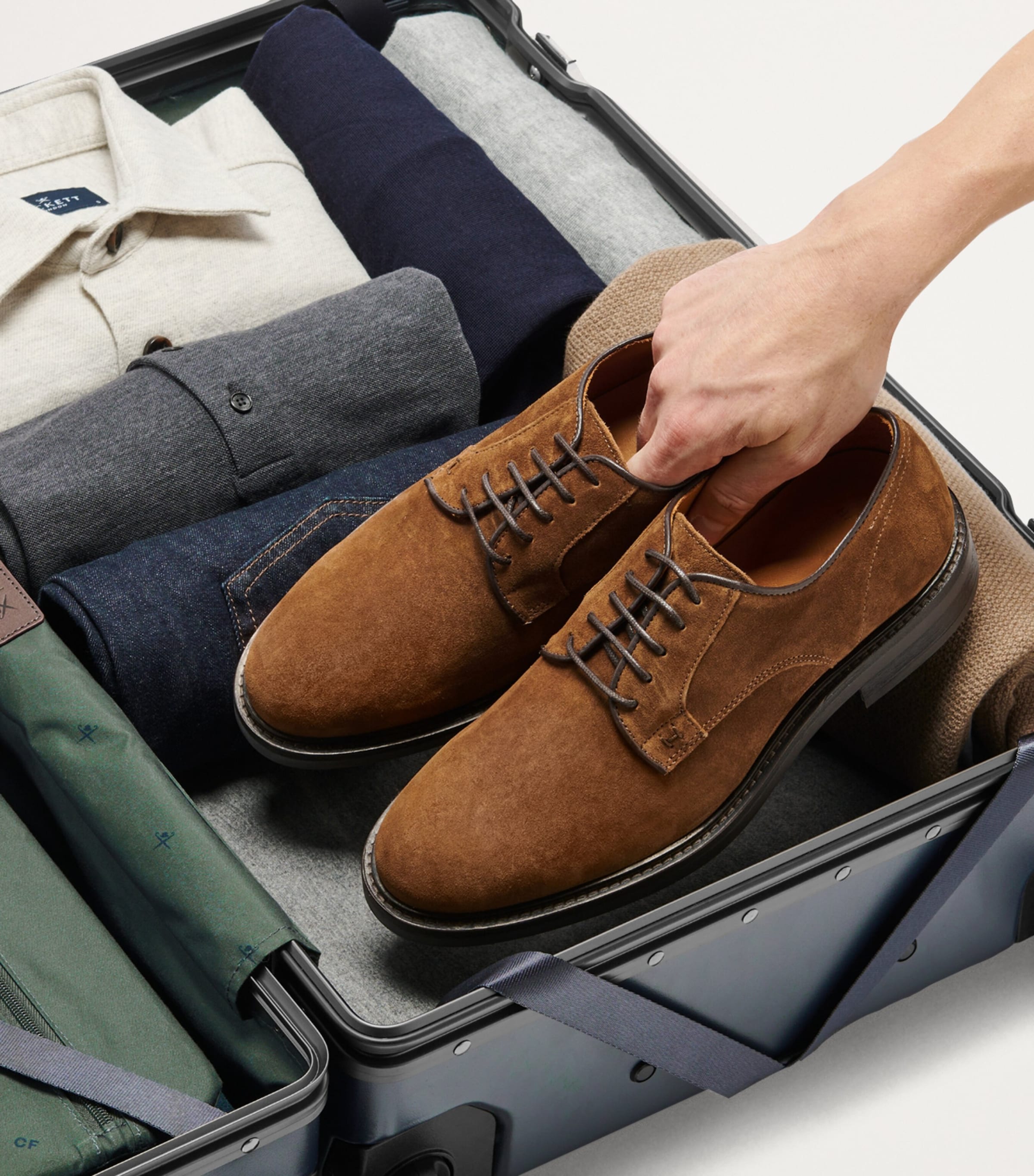 x Hackett Check-In Suitcase (65cm) NAVY/ CHOCOLATE Image 2