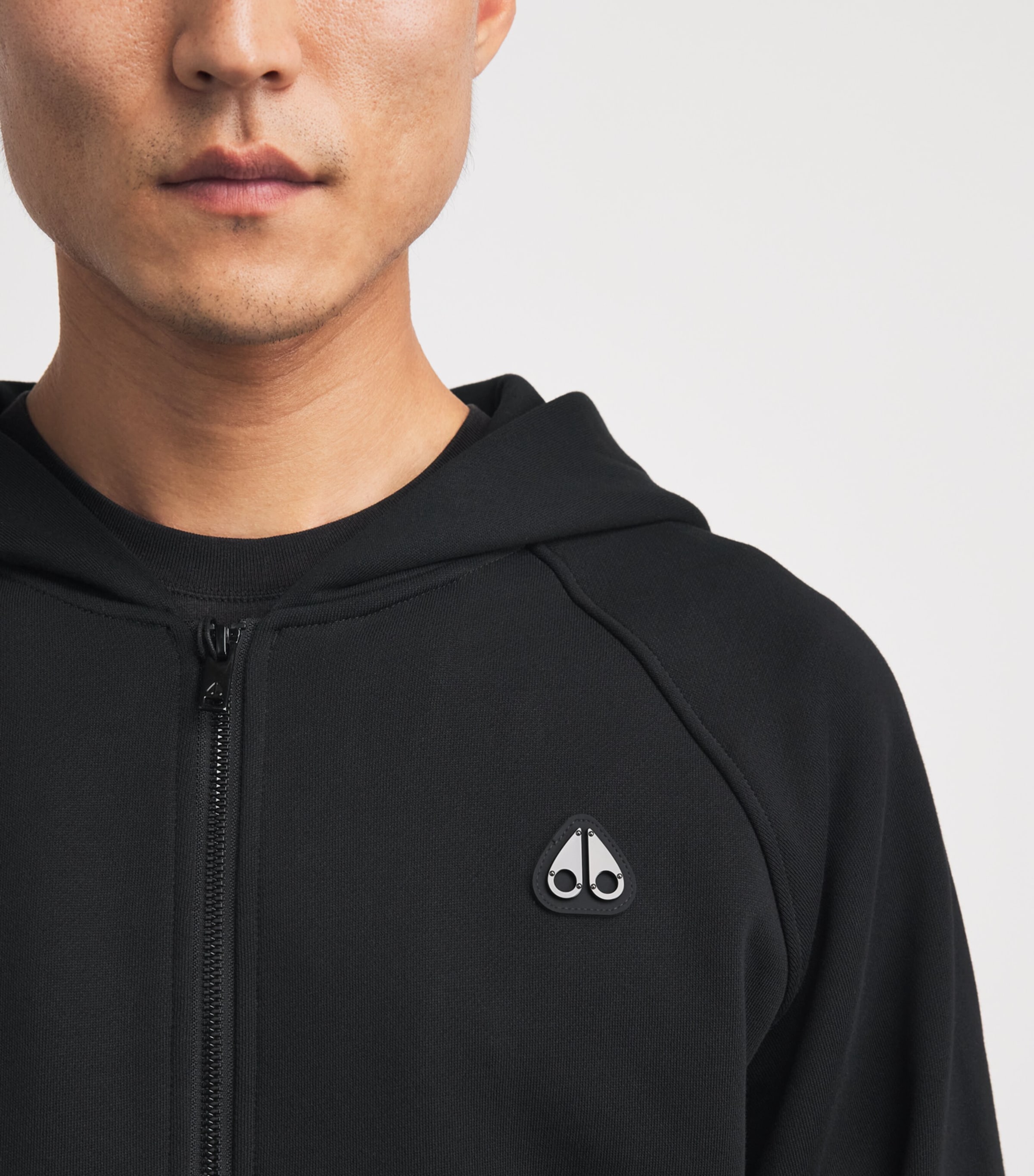 Moose Knuckles Mens Logo Yul Zip-Up Hoodie Black Image 3