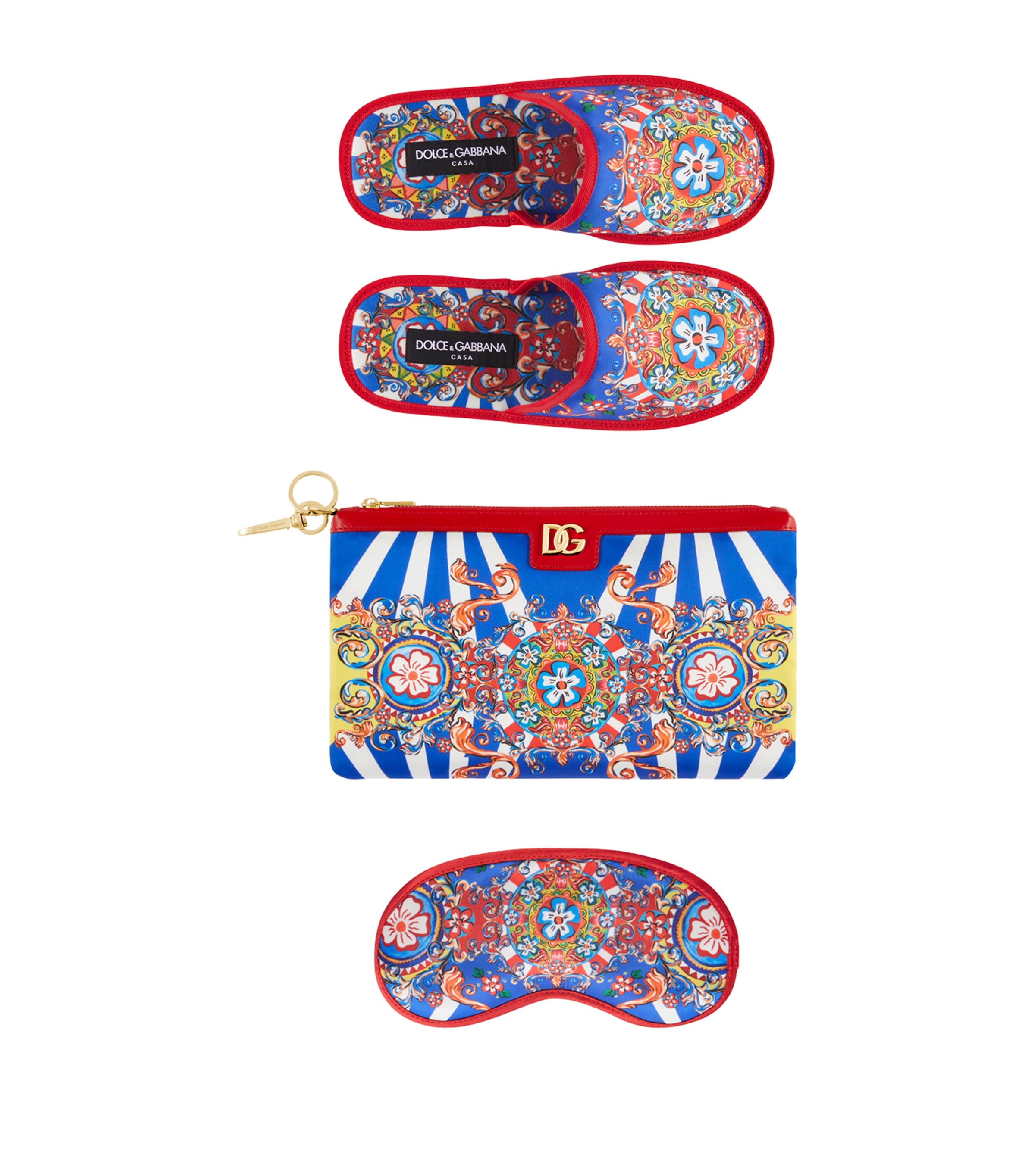 Dolce & Gabbana Casa Carretto Slippers and Sleep Mask Travel Set | Men Shoes | Slippers | Women Clothing | Nightwear | Sleep Masks | Women Shoes | Designers | Dolce & Gabbana