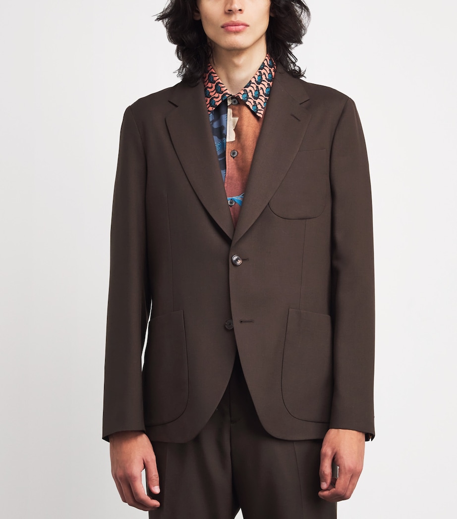 Wool Patch-Pocket Blazer BROWN-67 Image 3
