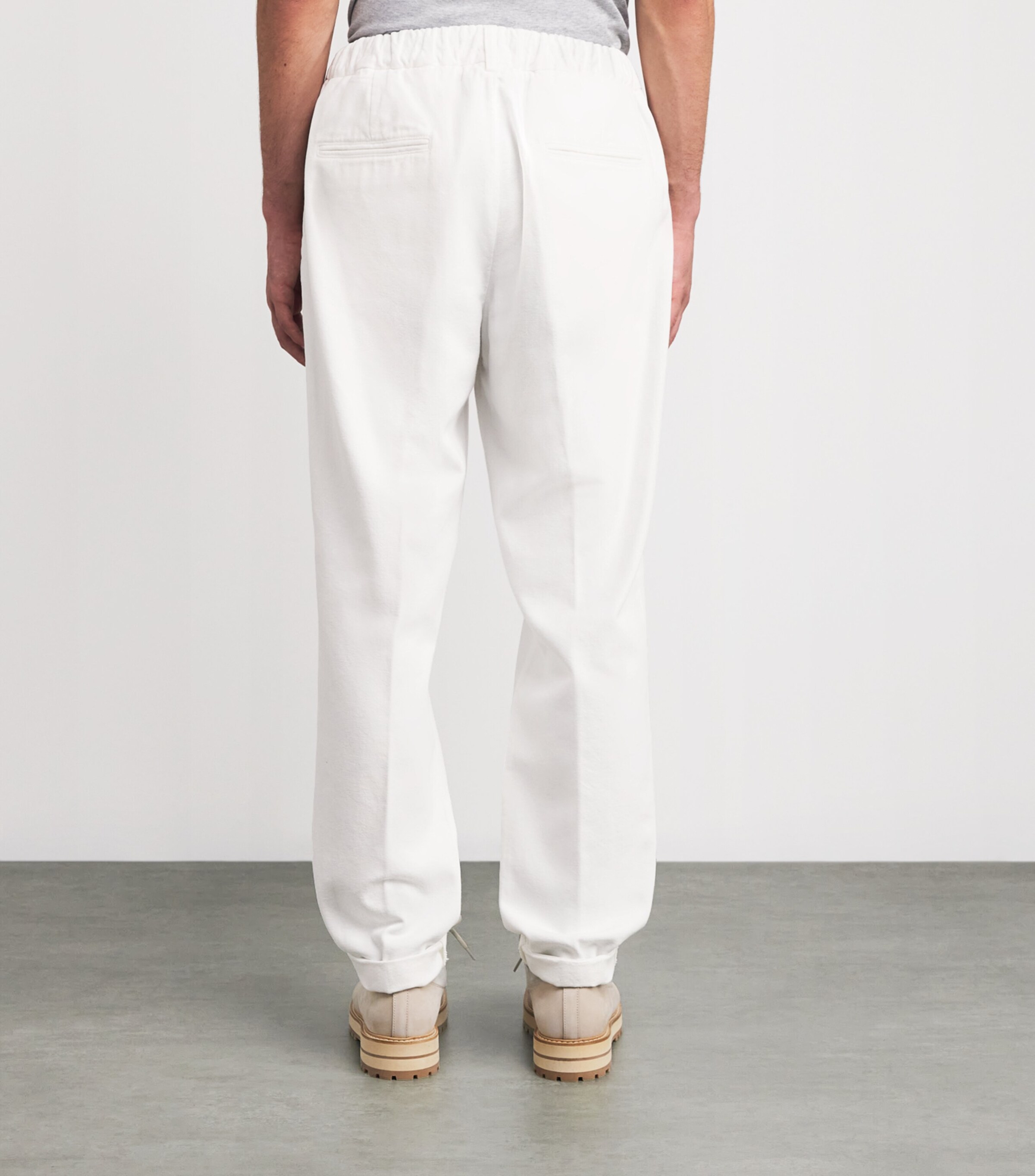 Cotton Drawstring Tapered Trousers BIANCO Image 4