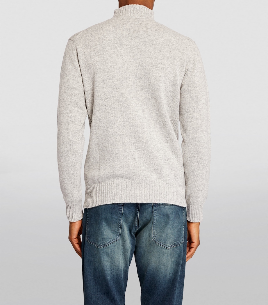Wool Half-Zip Sweater LT GREY MARL Image 4