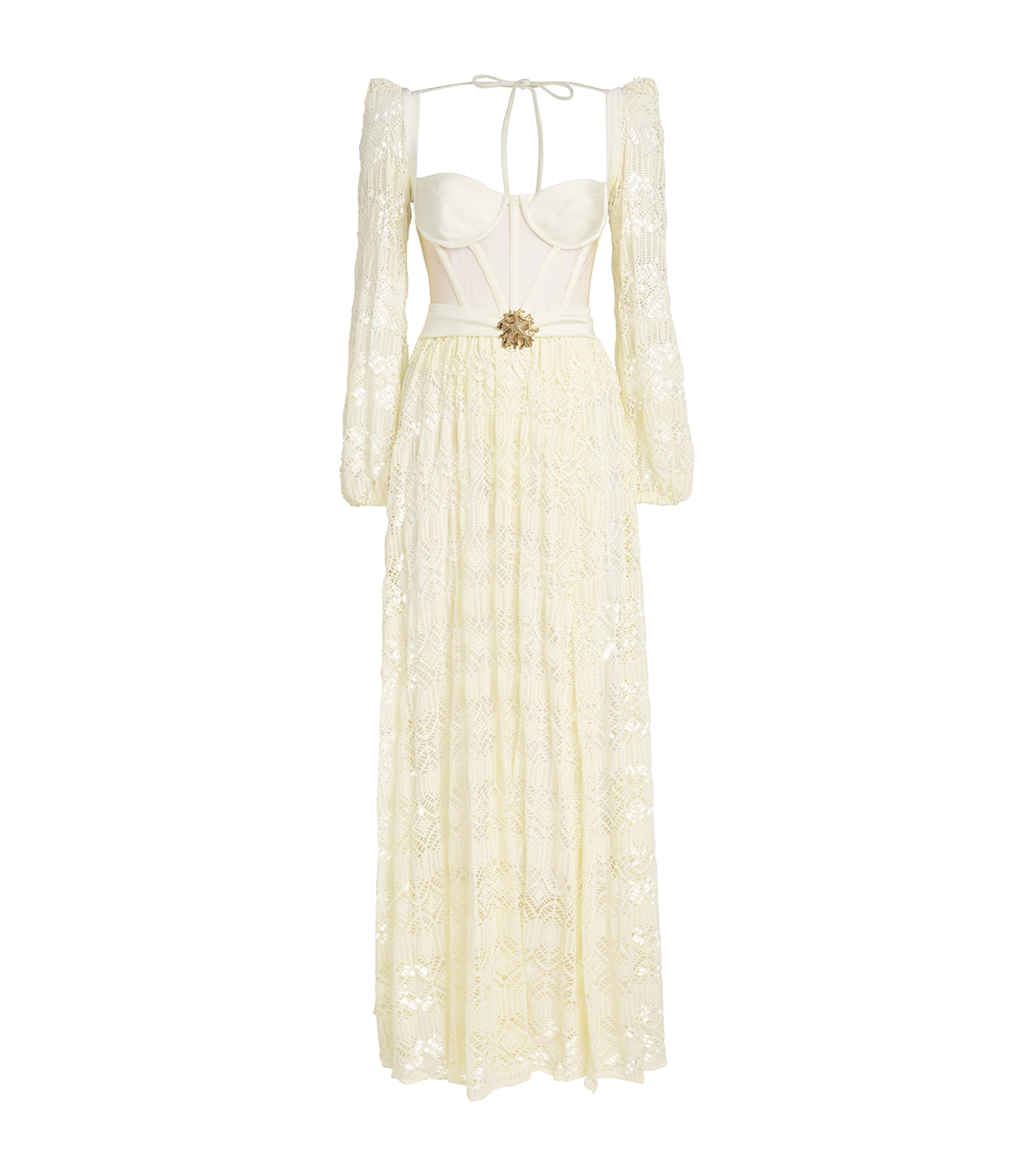 Patbo Crocheted Corseted Maxi Dress In White
