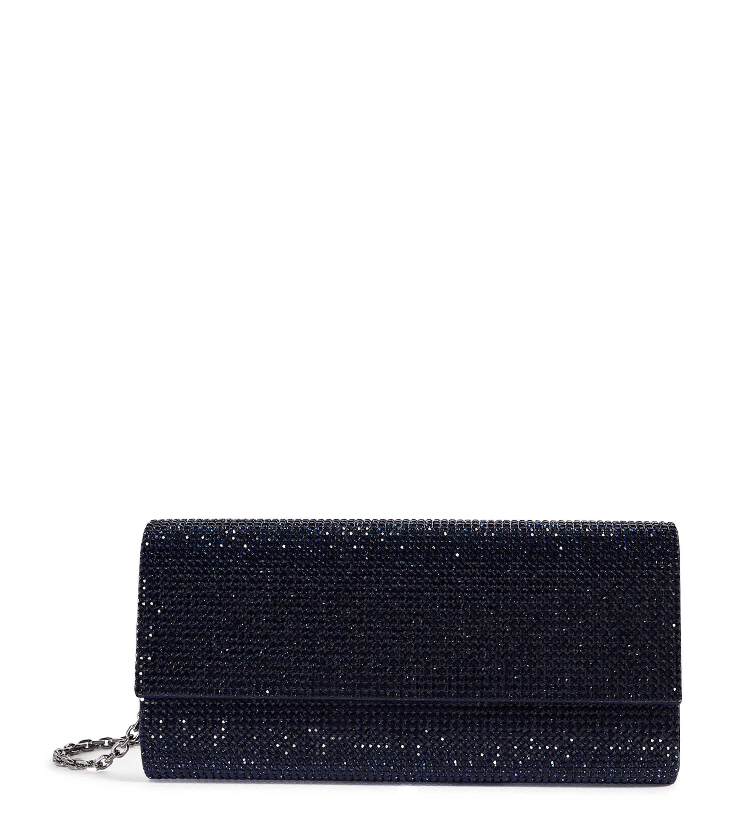 Judith Leiber Satin Crystal-embellished Perry Clutch Bag In Navy