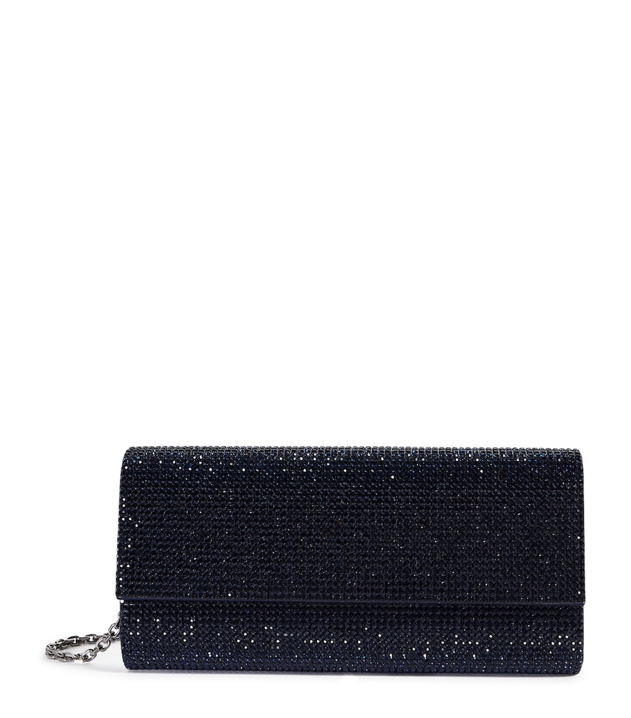 Satin Crystal-Embellished Perry Clutch Bag SMNVY-SILVER NAVY Image 1