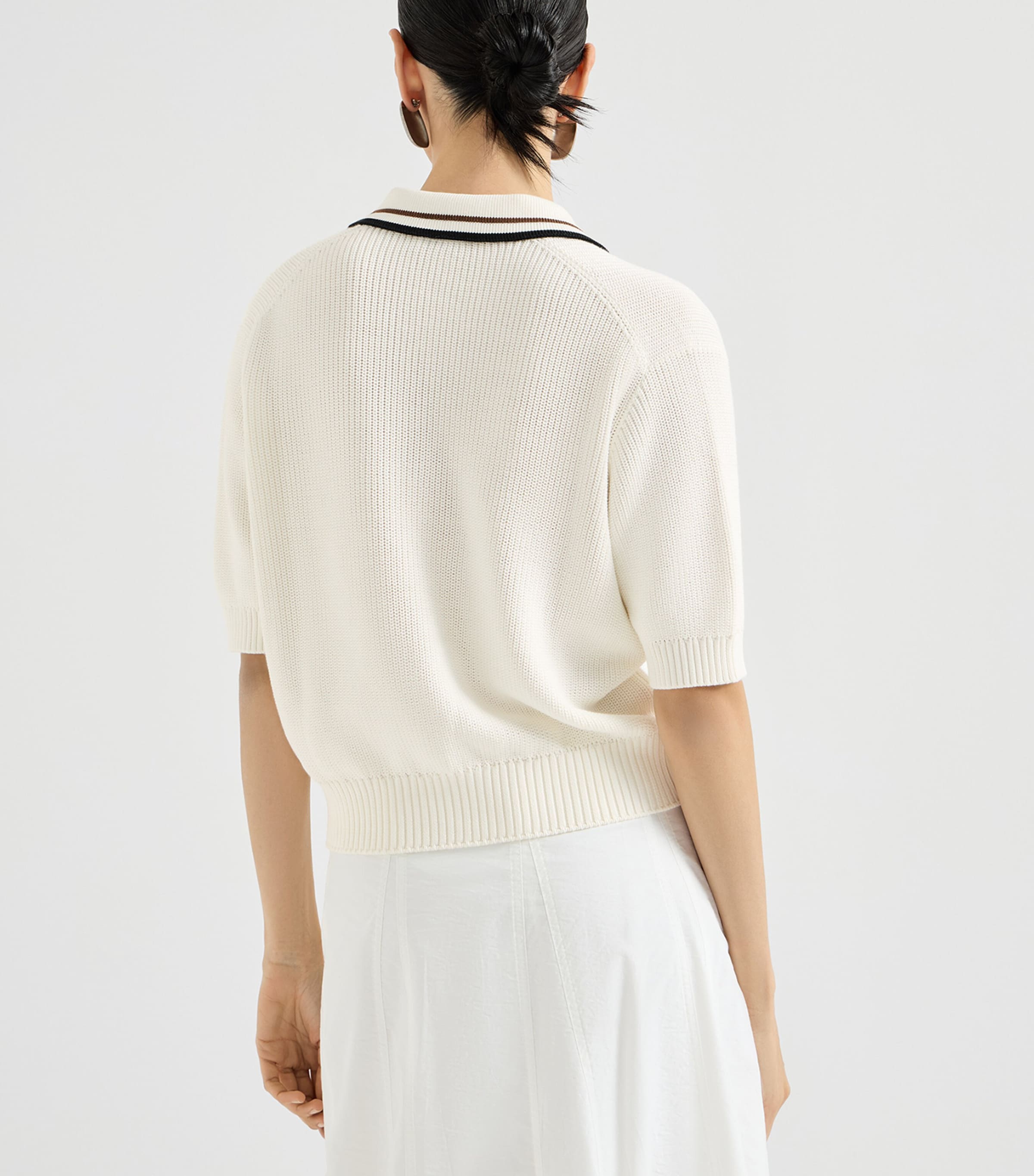 Brunello Cucinelli Womens Cotton Knitted Polo Shirt Image 5