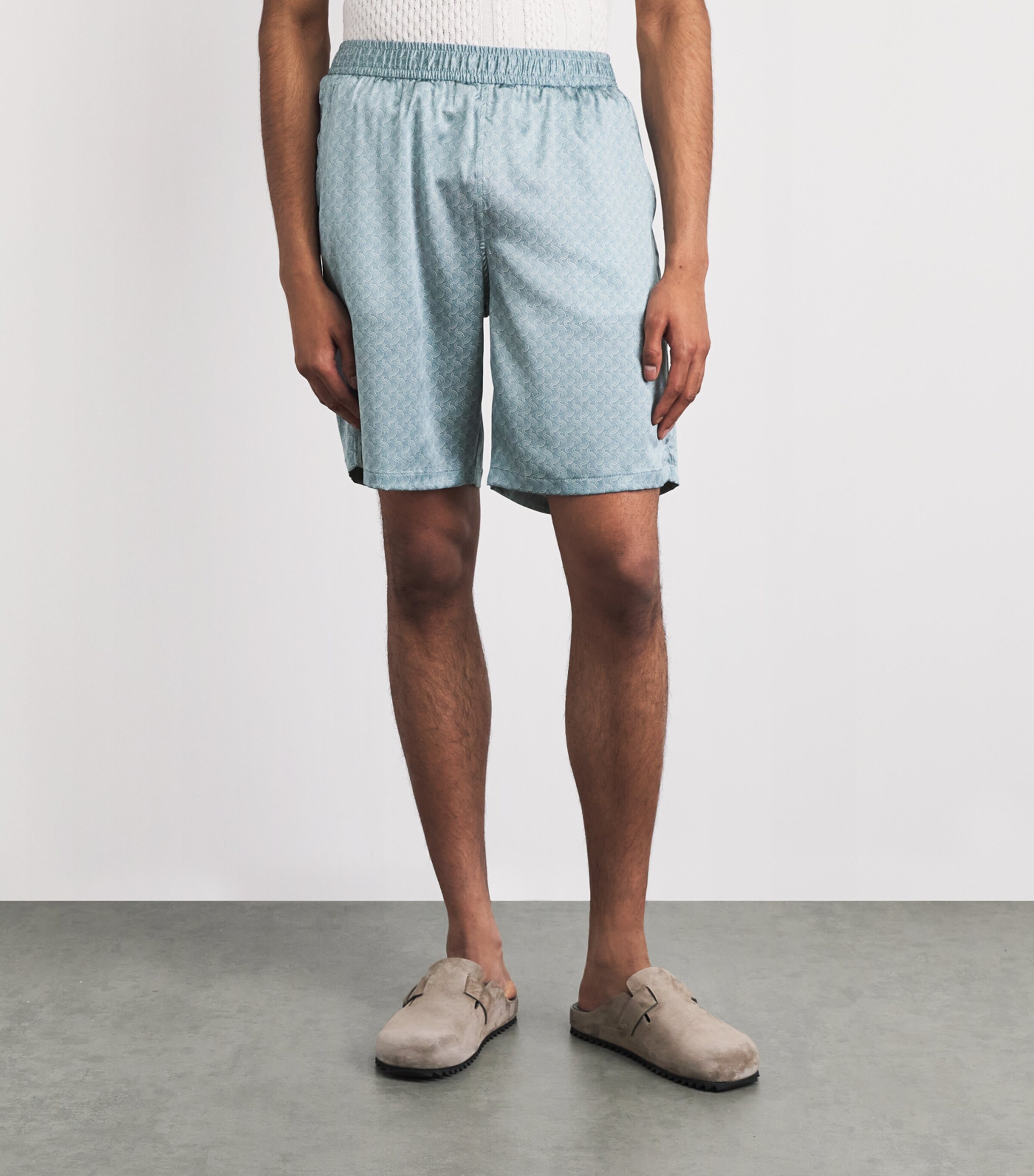Frescobol Carioca Mens Silk Palma Wood Knot Shorts Coastal Blue Image 4
