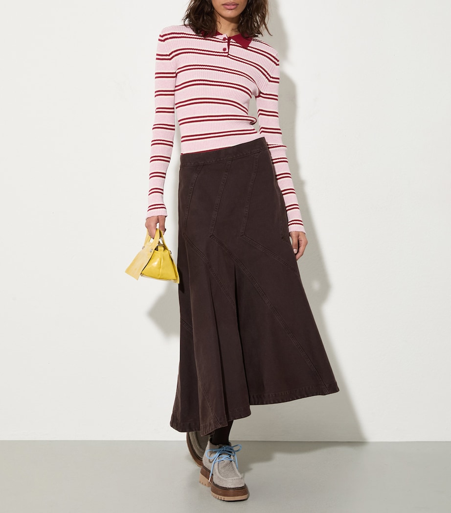 Cotton Midi Skirt CHOCOLATE Image 2