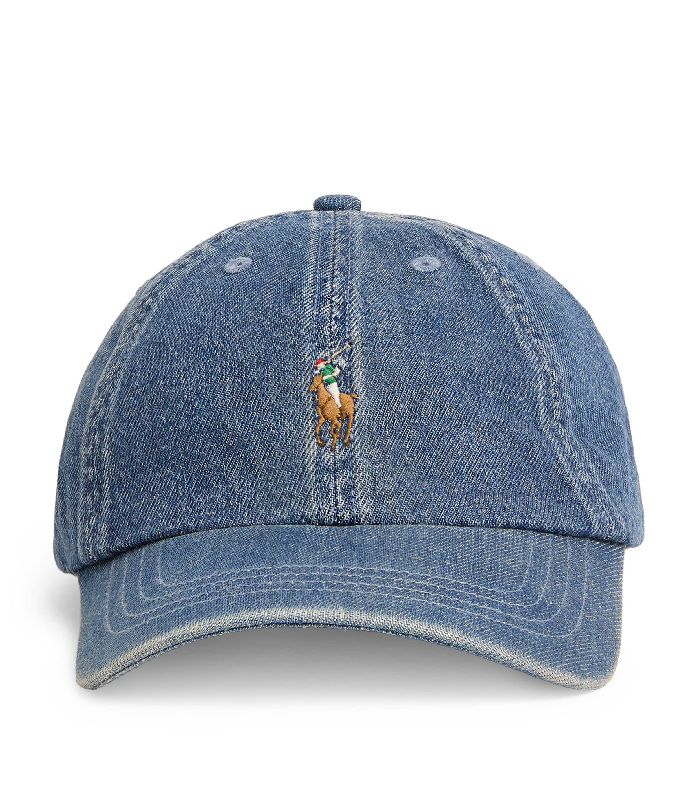 Ralph Lauren Denim Polo Pony Baseball Cap In Blue
