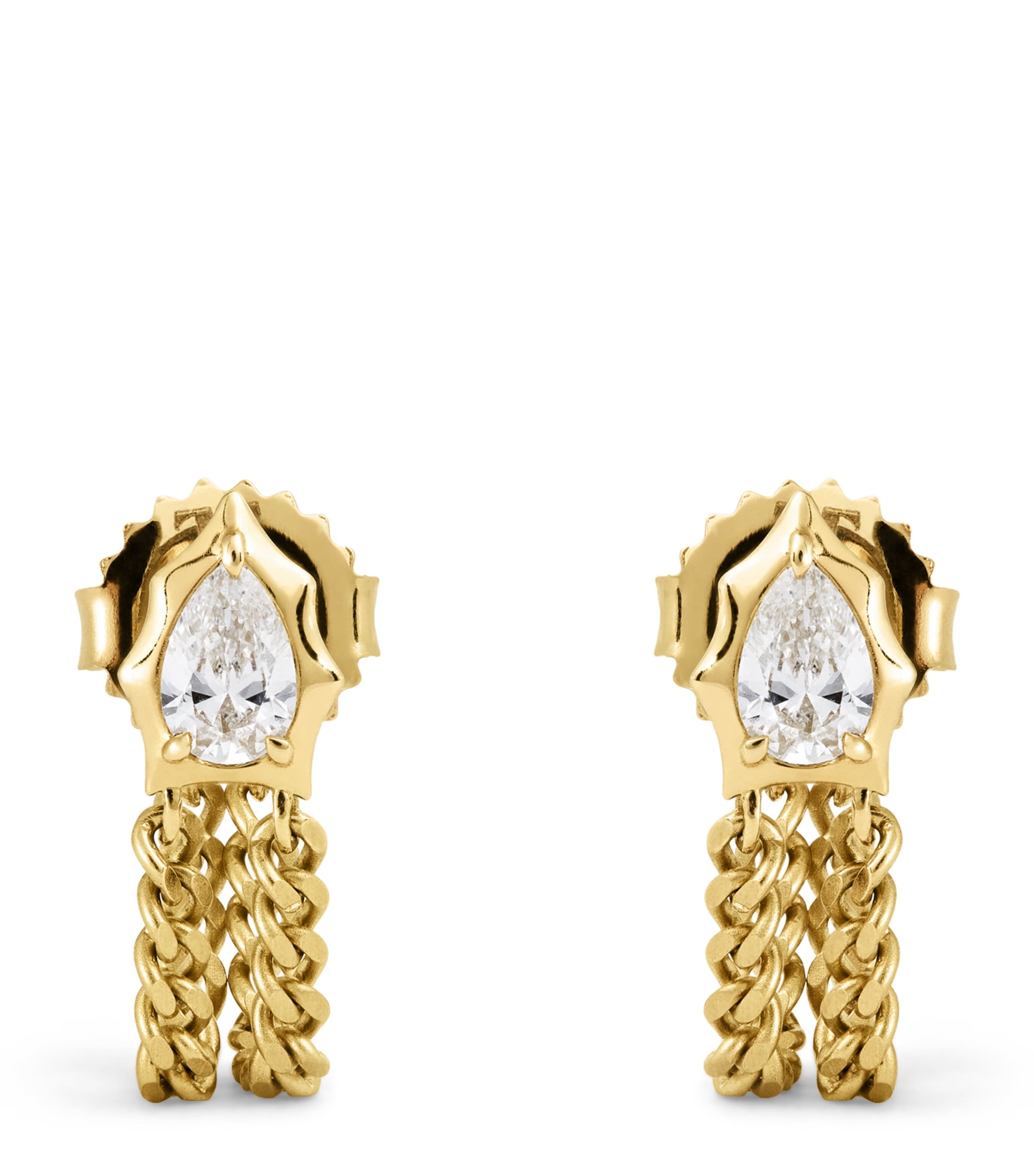 Jade Trau Yellow Gold and Diamond Envoy Chain Loop Earrings Yellow Gold Image 1