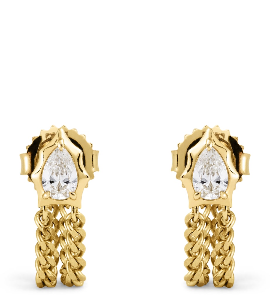 Jade Trau Yellow Gold and Diamond Envoy Chain Loop Earrings Yellow Gold Image 1