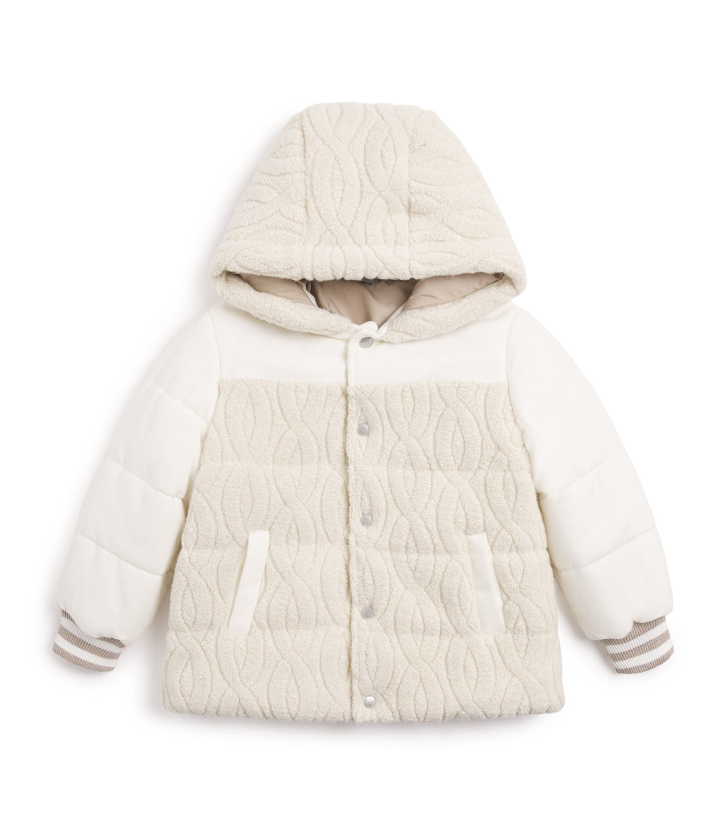 Eleventy Wool-blend Fleece Puffer Coat In Neutral