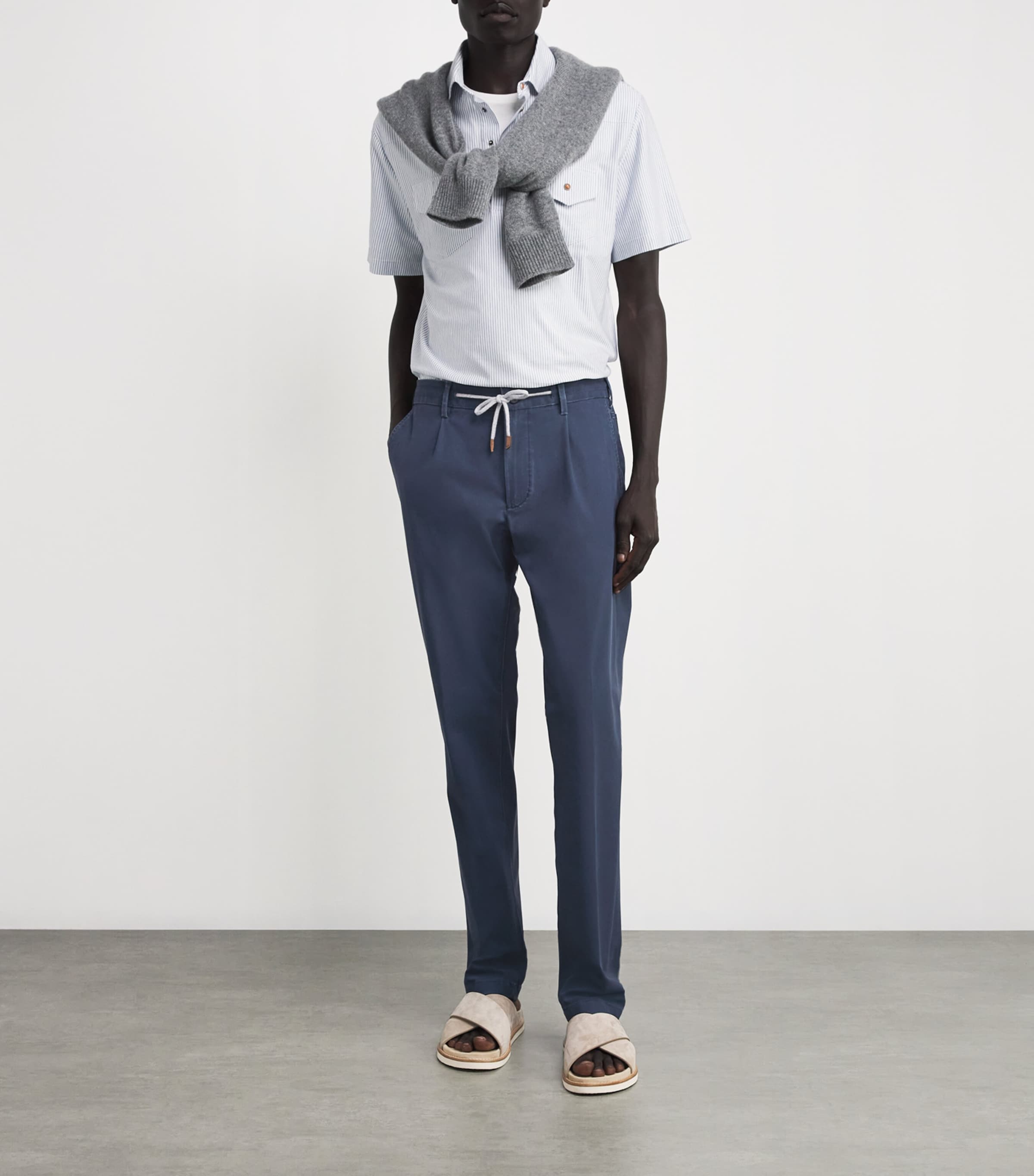Eleventy Mens Garment-Dye Twill Trousers Blu Image 2